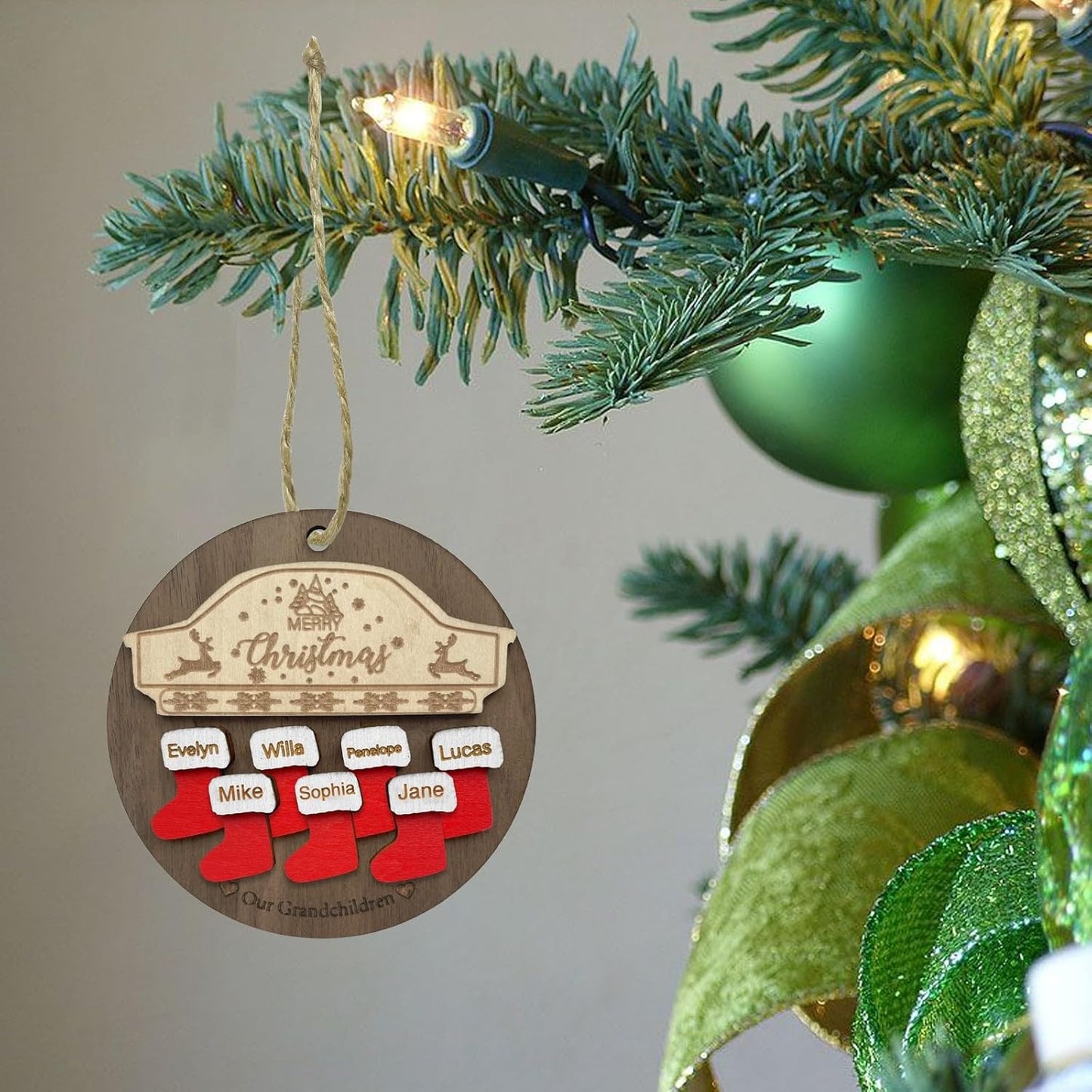 2025 Christmas Ornaments Personalized Christmas Family Name Ornaments,Custom Stocking Wooden Christmas Ornament Family of 2/3/4/5/6/7/8,Customized Xmas Ornament Tree Deorations,Personalized Gifts