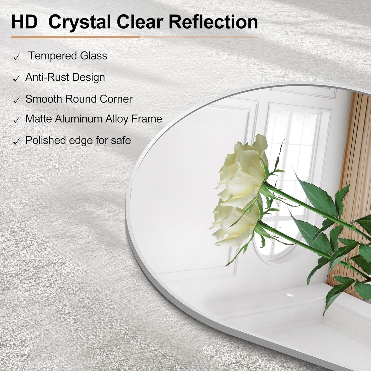 Arched Bathroom Mirror, 26"x38" Silver Arched Mirror for Bathroom, Wall Mounted Mirror, Silver Vanity Wall Mirror w/Metal Frame for Bedroom, Entryway, Living Room, Hanging or Leaning Against Wall