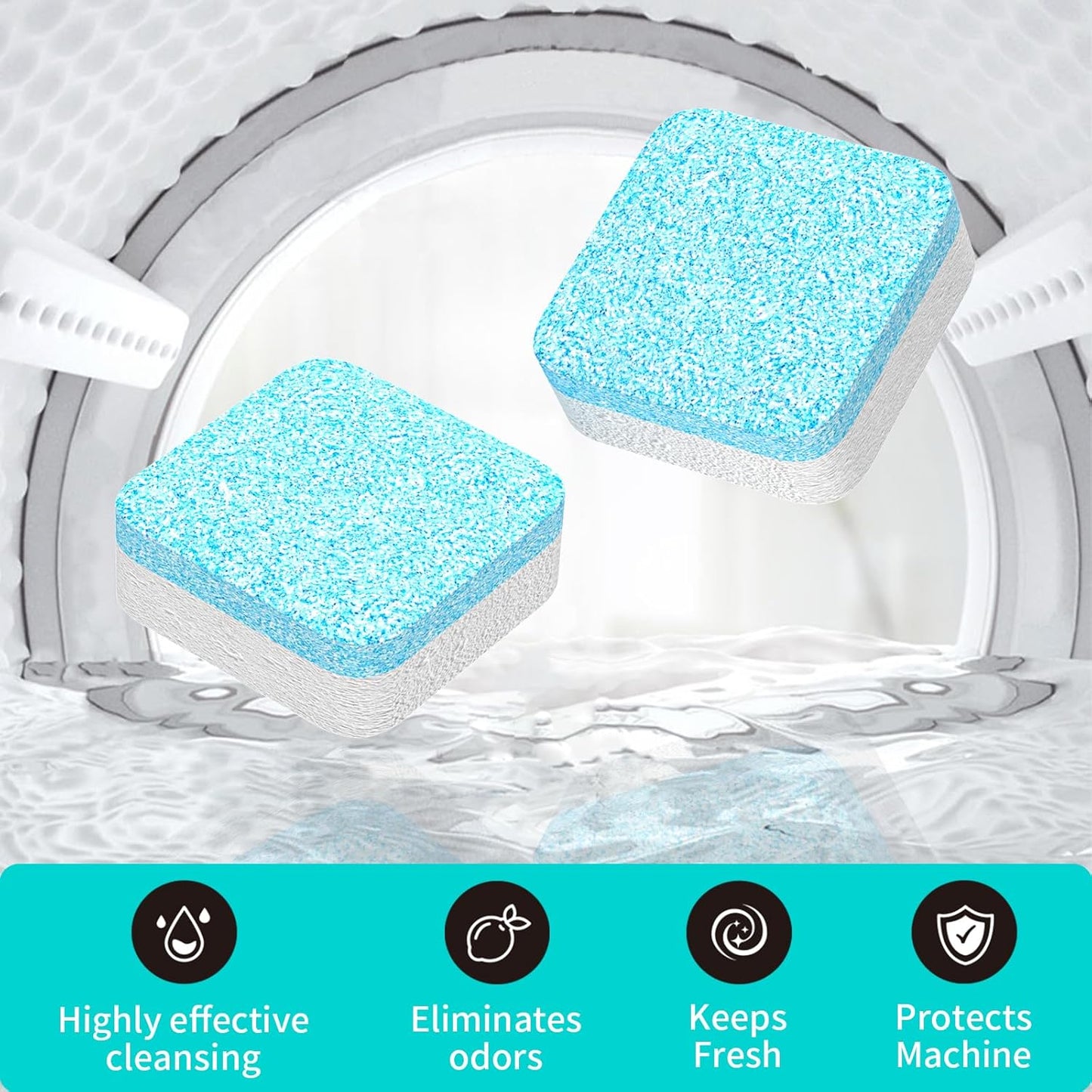 Washing Machine Cleaner Tablets 24 Pack -1 Year Supply for HE Front Loader & Top Load Washer,Septic Safe Washer Machine Cleaner Tablets, Deep Clean,Eco-Friendly Deodorizer