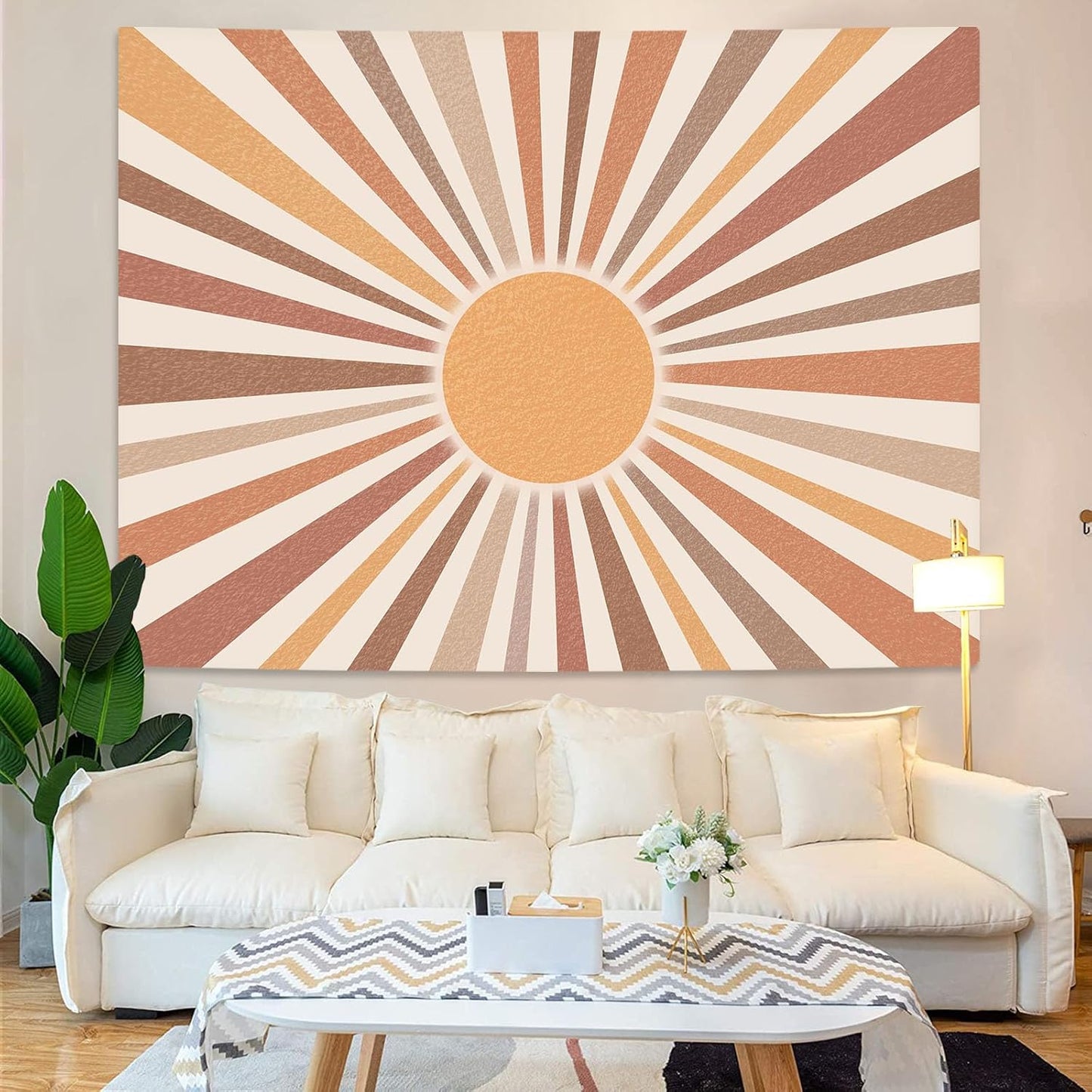 Aipon Vintage Sun Tapestry for Classroom Rainbow Boho 70s Sunshine Sunset Tapestries Wall Hanging Aesthetic Retro Tapestrys for Living Room Dorm (Retro, 36.00'' × 48.00'')