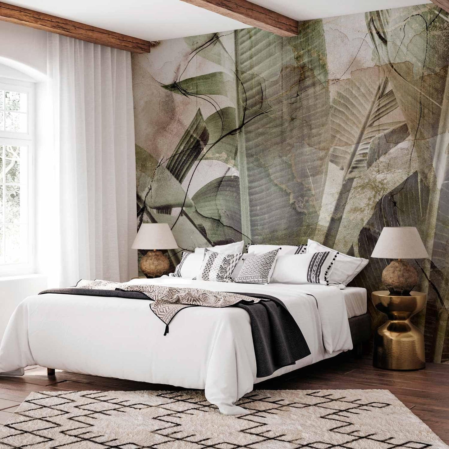 artgeist Wall Mural Tropical Leaves 96x69 in - XXL Peel and Stick Self-Adhesive Wallpaper Removable Large Sticker Foil Wall Decor Print Picture Design Plant Jungle Nature Like Painted b-C-0776-a-a