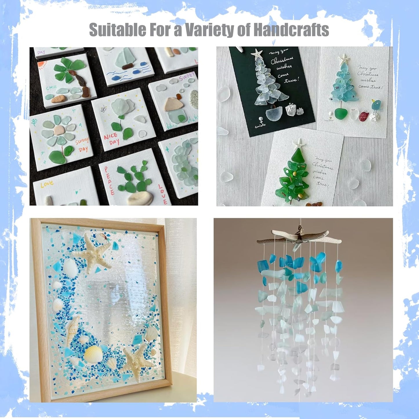 WECKLOM Christmas Tree DIY Kit Sea Glass Pieces for DIY Crafts Christmas Craft DIY Christmas Tree Lights Lamp Christmas Ornament Crafts