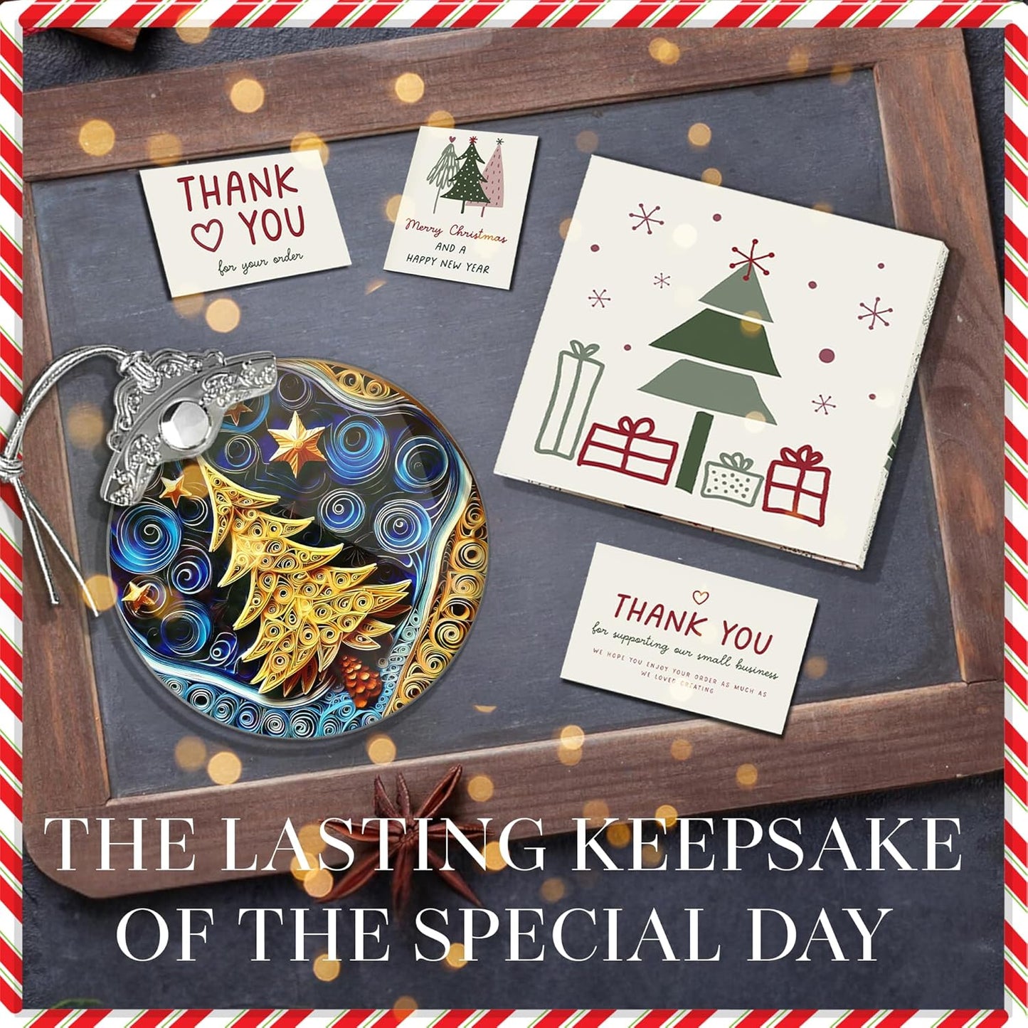 2025 Christmas Ornament, Stained Glass Effections, Christmas Tree 4 Inch Acrylic Ornament Art, White Elephant Gifts Car Interiors Decors, Christmas Decor (QuillingTree)