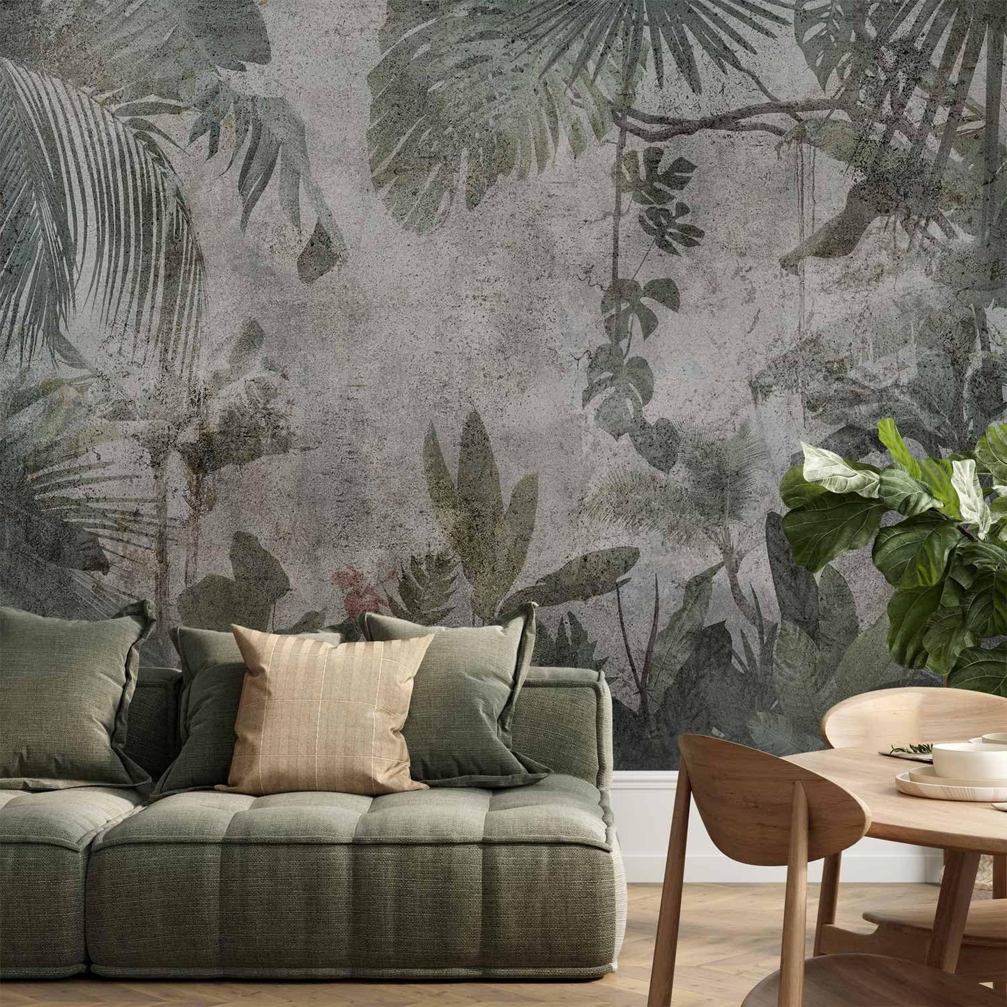 artgeist Premium Wall Mural Tropical Leaves 138x101 in - XXL Non-Woven Wallpaper Fleece Wall Decor Photo Print Picture Image Design Landscape Jungle Nature Monstera Palm Leaves b-C-0821-a-a