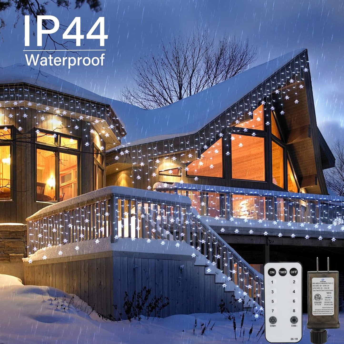 Brightown Christmas Icicle Lights Outdoor, 33 Feet 60 Drops with 300 LED, Twinkle Fairy String Lights 8 Modes Waterproof Connectable for Christmas Decorations (Pure White)