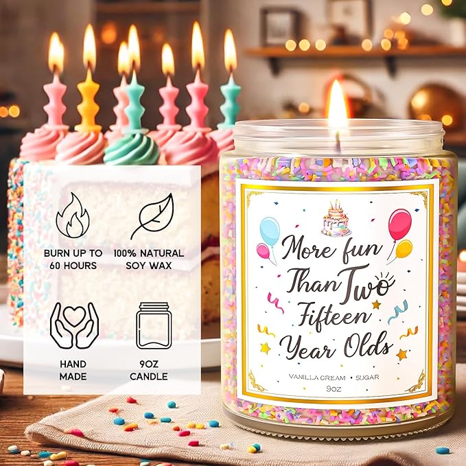 30th Birthday Candles Gifts for Women- 9 oz Happy Birthday Candle with Vanilla Birthday Cake Scent, Gifts for Women & Men, Friendship Ideas
