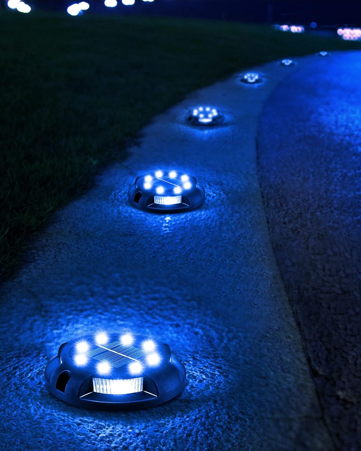 Biling Solar Pathway Lights Outdoor Uplight Sidelight, 12 Packs Blue Bright Solar Ground Lights Waterproof for Yard Walkway Garden Halloween Decorations