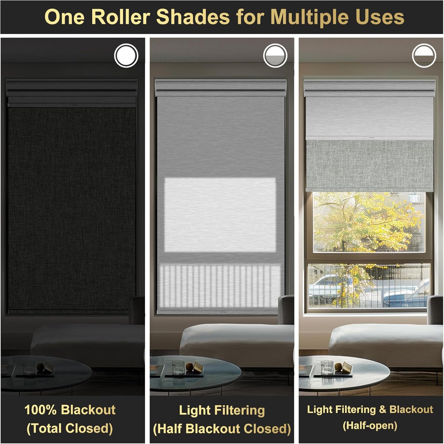 BERISSA Cordless Dual Roller Shades with Cassette Valance, Double Window Shades - Blackout and Light Filtering, Day and Night for Home Office Door. Linen Grey and White. 31 W x 86" H