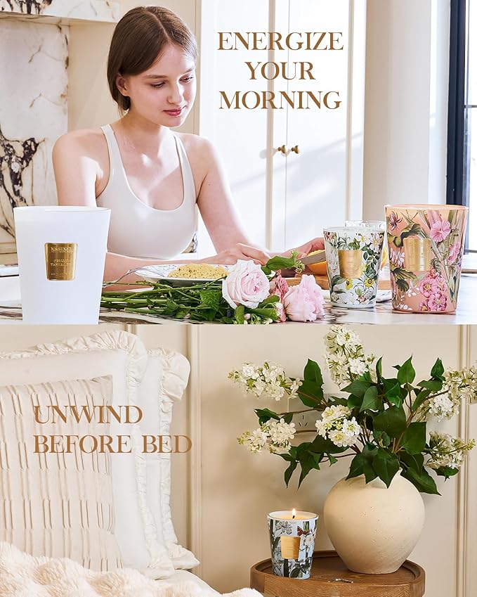 M&SENSE Large Candles Caramel Pumpkin Latte Scented, 3 Wick Natural Soy Candles for Home Scented, 150H Long Lasting Slow Burn Jar Candle 35oz, No Toxic Aromatherapy Candle for Stress Relief