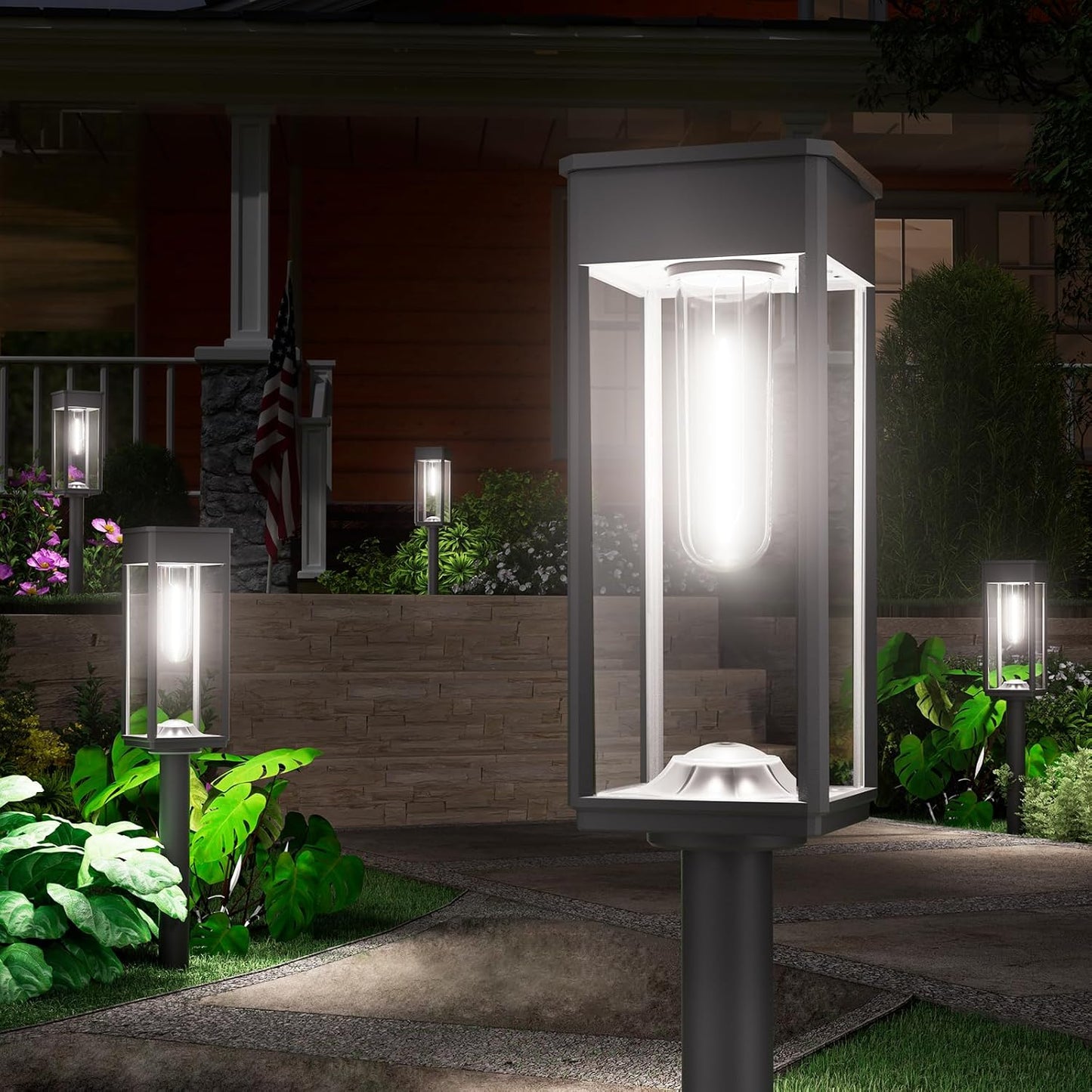 8 Pack Bright Solar Pathway Lights, IP65 Waterproof Outdoor Garden Path Lights, Solar Powered for Yard, Lawn, Walkway, Driveway Landscape Lighting (Cool White)