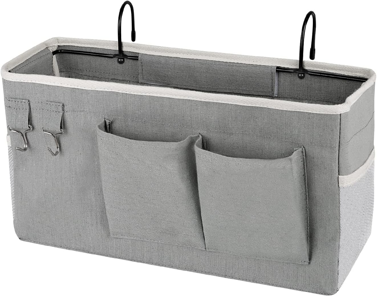 Bedside Storage Caddy/Bedside Hanging Storage Bag for Headboards Bunk Beds Dorm Rooms Book Phone Magazine Holder (Grey)