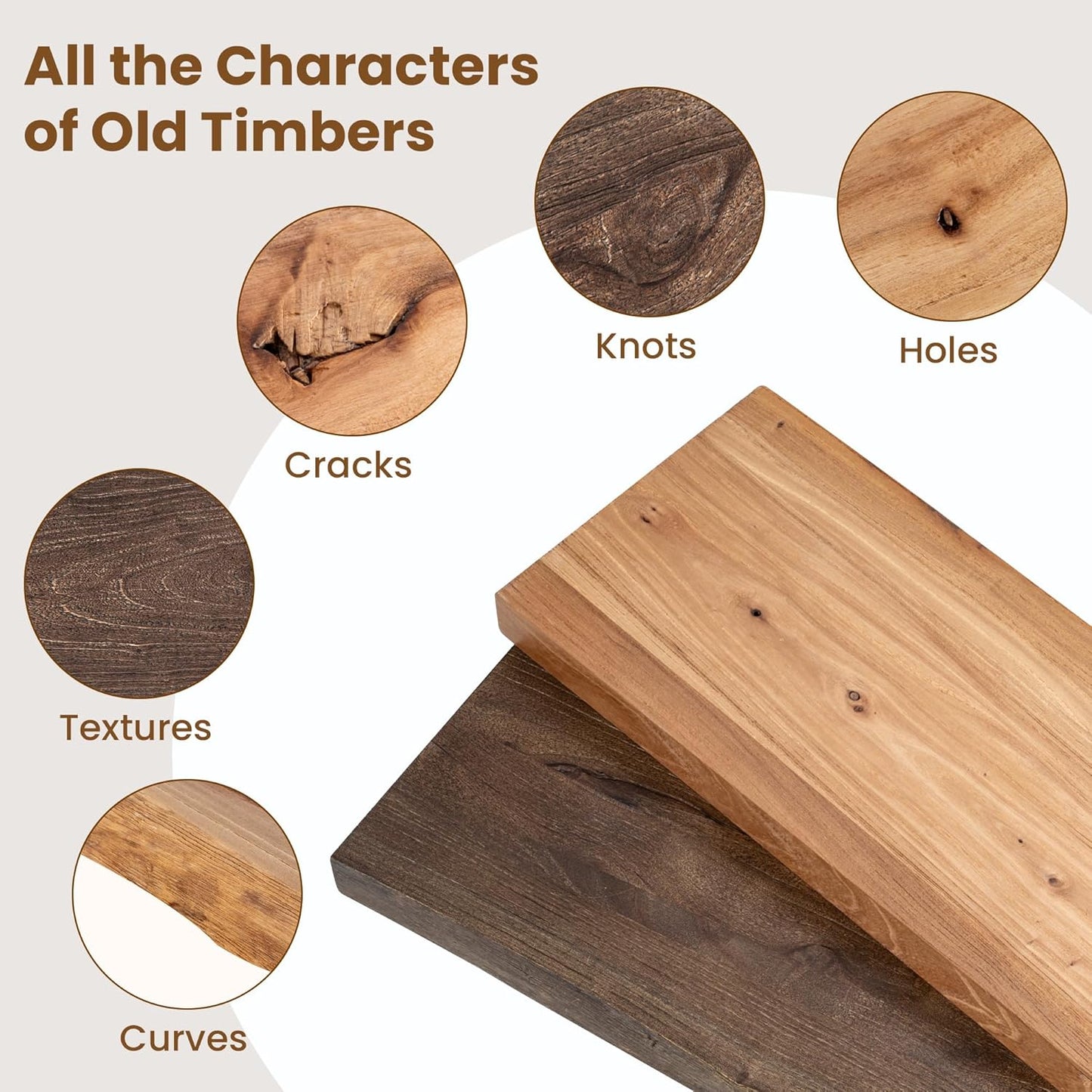 Floating Shelves for Wall Decor, Rustic Solid Elm Wood Floating Shelves Wall Mounted, Wall Shelves with Invisible Bracket for Living Room Bathroom Bedroom Kitchen, 36 Inch Set of 2, Natural