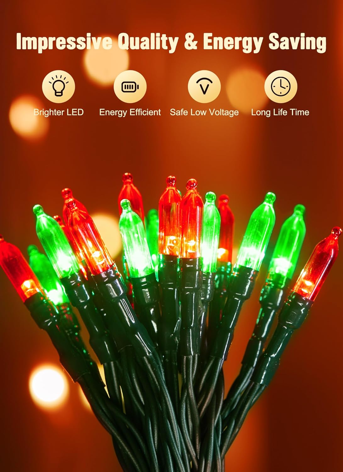 Battery Operated Christmas String Lights, 8ft 20 LED Mini Lights with Timer, Christmas Tree Lights for Indoor Outdoor Bedroom Wedding Party Holiday Xmas Decoration，Red & Green