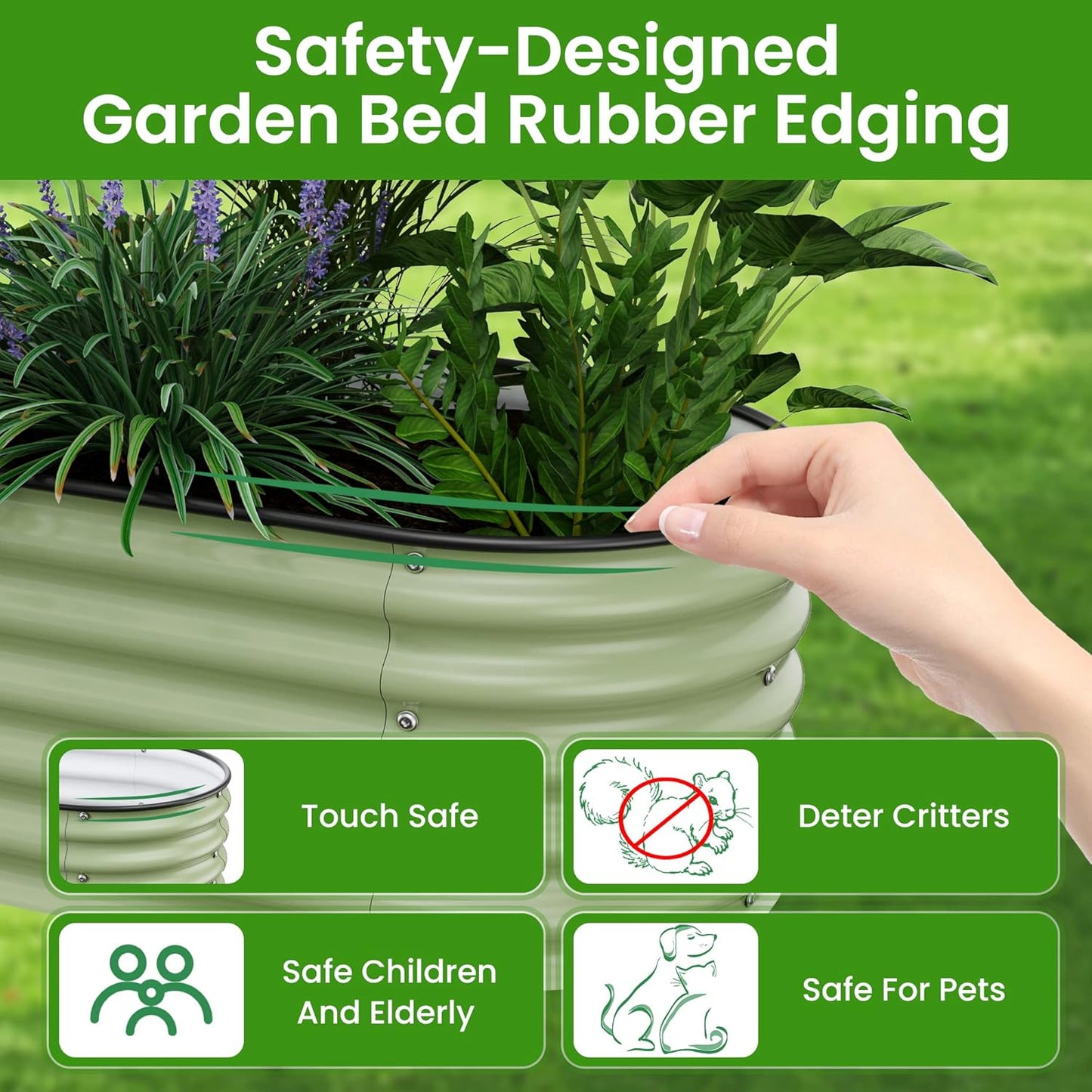 6.5X2X1.4 FT Raised Garden Bed for Outdoors - Galvanized Planter Raised Beds, Metal Planter Box for Vegetables,Flowers, Herbs, and Succulents(Light Green)