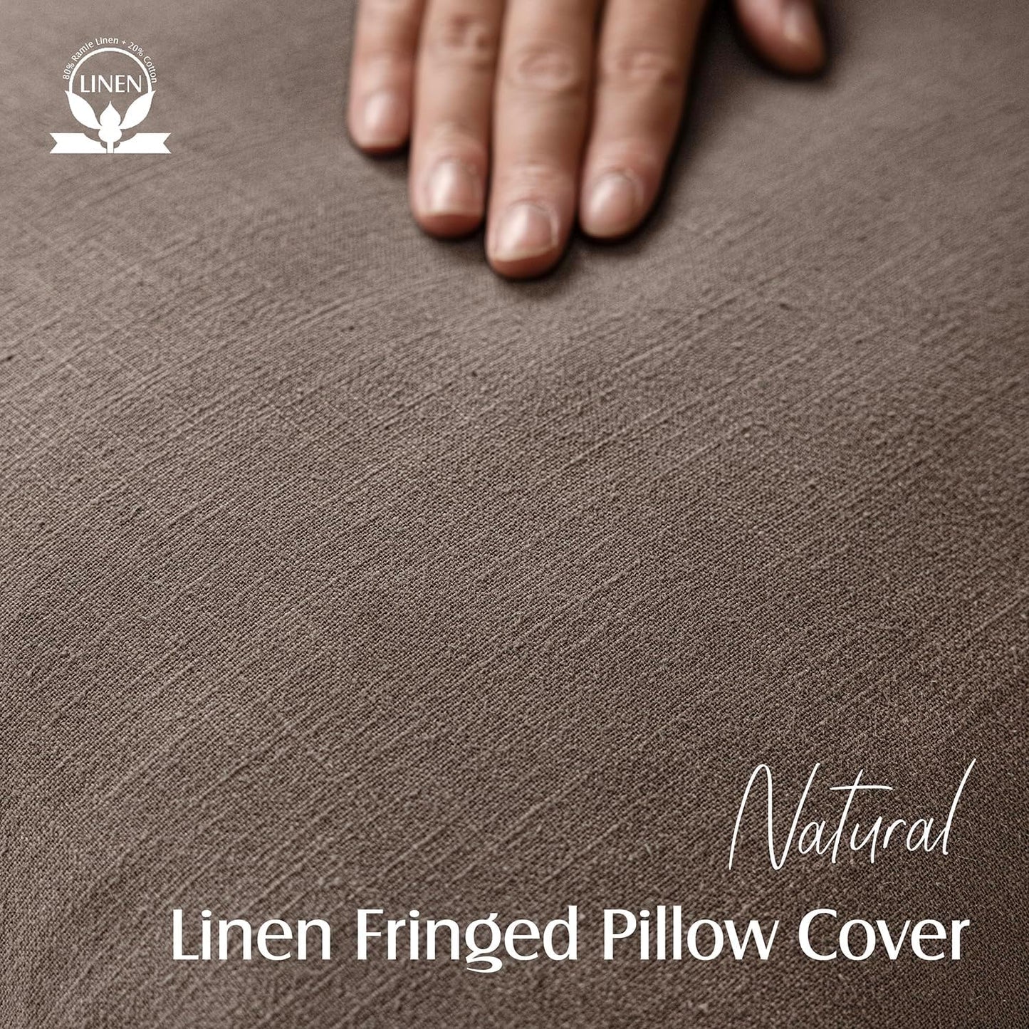 Foindtower Set of 2 Decorative Linen Fringe Throw Pillow Covers Cozy Farmhouse Cushion Cover with Tassels Accent Pillowcase for Couch Chair Sofa Bed Living Room Home Decor,16×16 Inch,Light Coffee