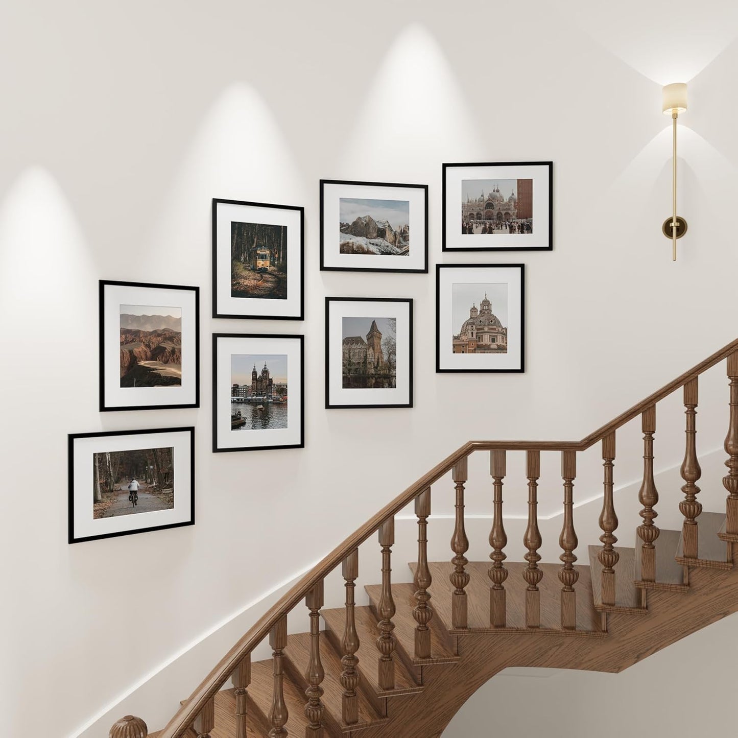 Vittanly 16x24 Picture Frames Set of 9, Shatter Resistant Plexiglass, Display 12x18 Pictures with Mat or 16x24 without Mat, Photo Frames for Wall or Tabletop, PVC Frame, Black