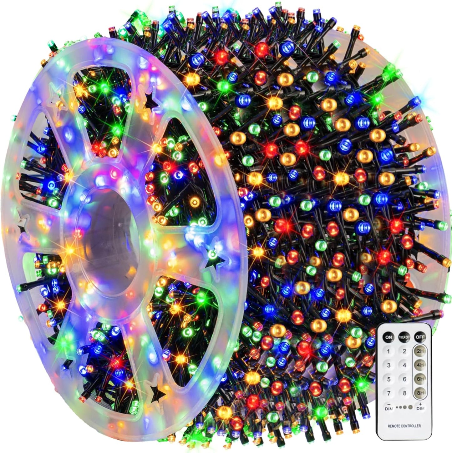 Dazzle Bright Outdoor Christmas String Lights, 1000 LED 328 FT Plug in Fairy Light with Remote Control 8 Modes & Timer, Waterproof Decoration for Home Garden Yard Xmas Wedding, Multi-Colored