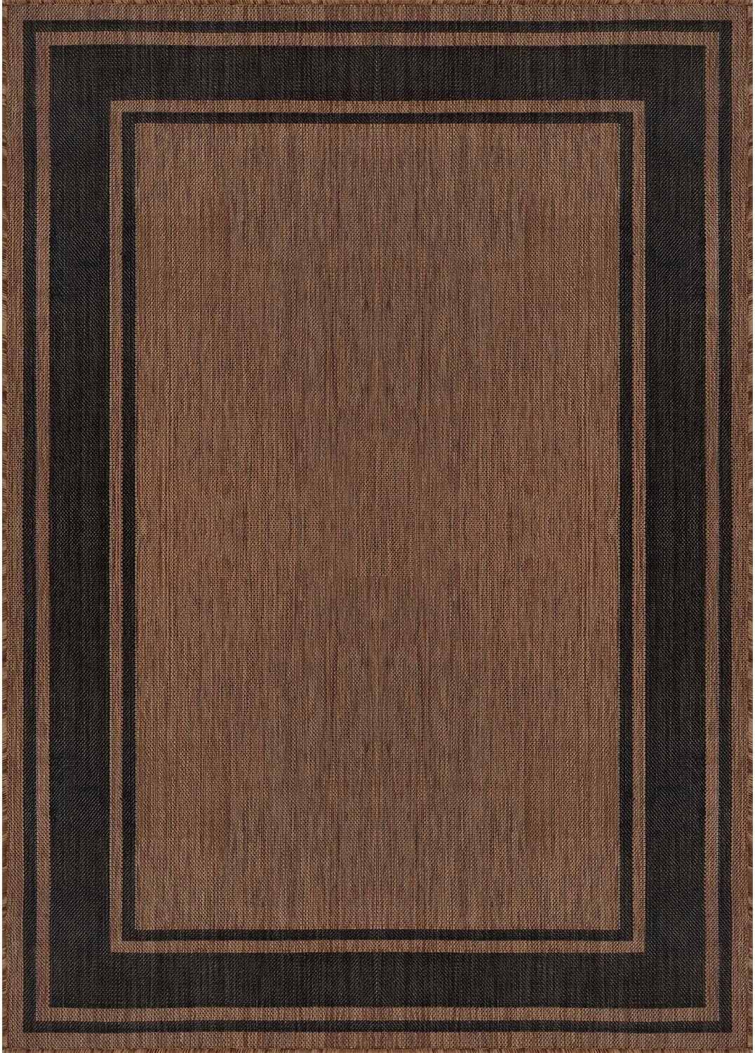 Beverly Rug Outdoor Rug 6x9 Modern Bordered Area Rugs for Indoor and Outdoor Patio Deck Porch Garden Waterproof Weather Sun Resistant Washable Outside Carpet (6 x 9 Gold)