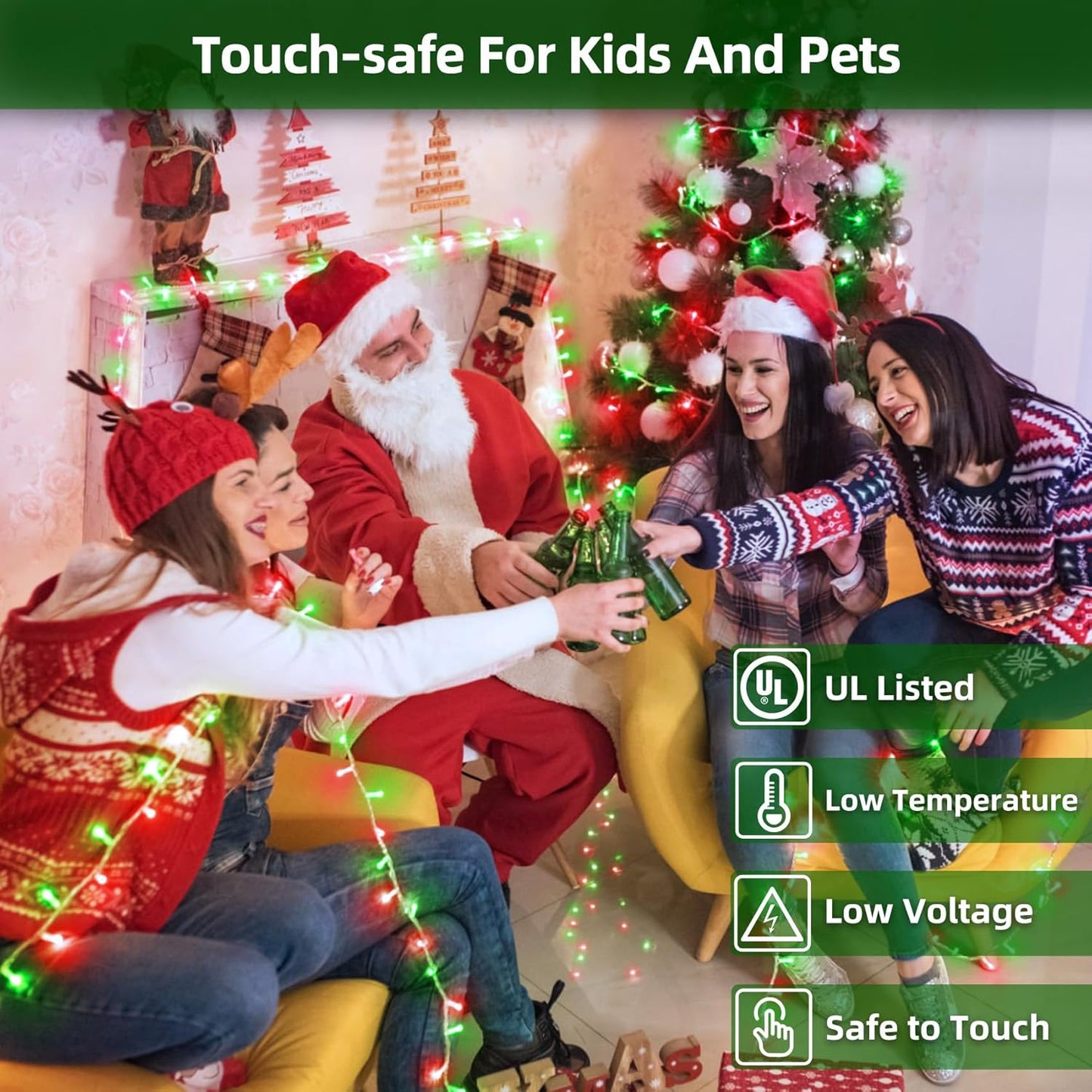 750 LED 240FT Christmas Lights Outdoor,12 Lighting Modes Christmas String Lights with Timer, Dimmable Red & Green LED StringLights Waterproof for Yard Tree Wedding Party Holiday Red & Green