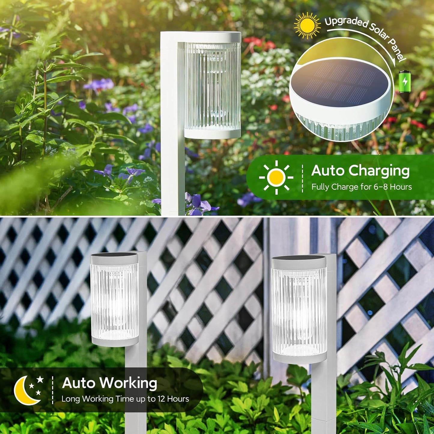 Solar Pathway Lights Outdoor, 6 Pack Upgraded Outdoor Solar Lights for Outside Super Bright Up to 12Hrs, IP65 Waterproof Solar Garden Lights for Yard Landscape Path Walkway Decoration(Cool White)