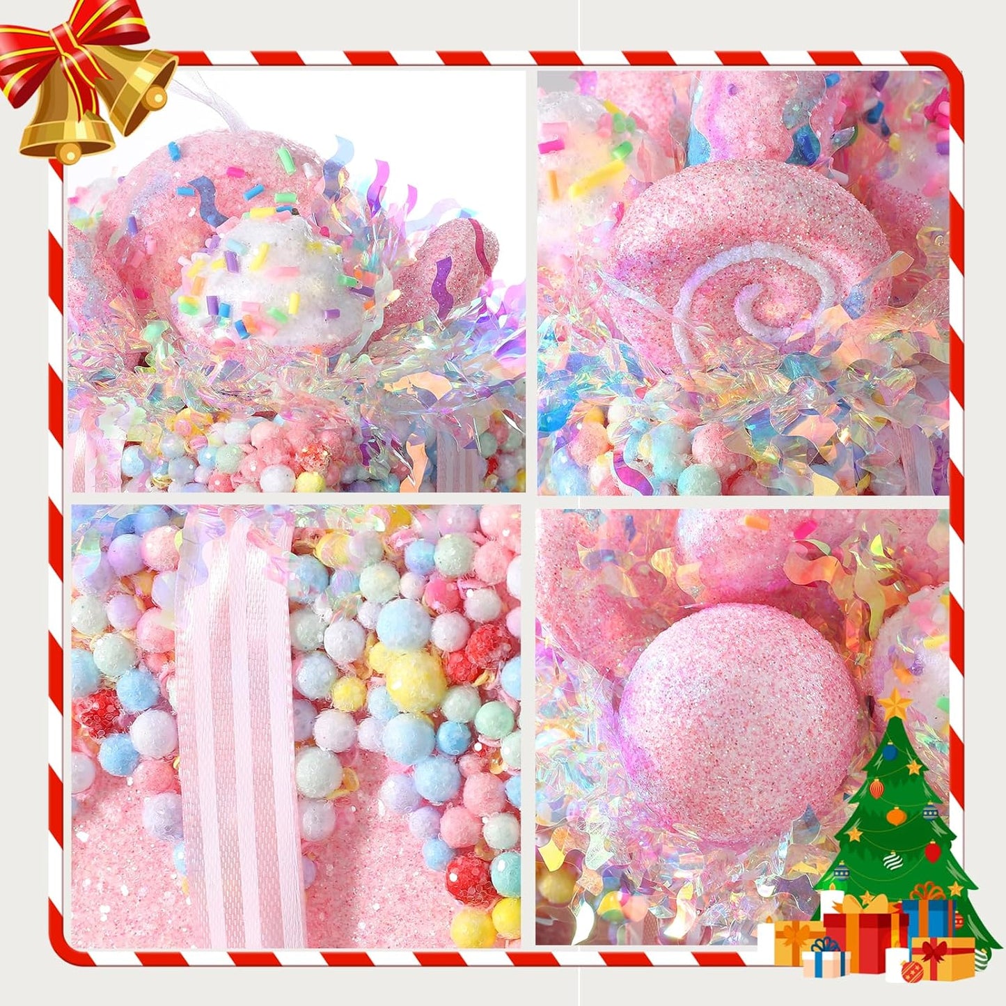 Christmas Tree Gift Box Ornament Set,3 Pieces Macaron Color Candy Gift Hanging Ornaments for Christmas, New Year, Easter, Birthday (Pink Purple Blue)