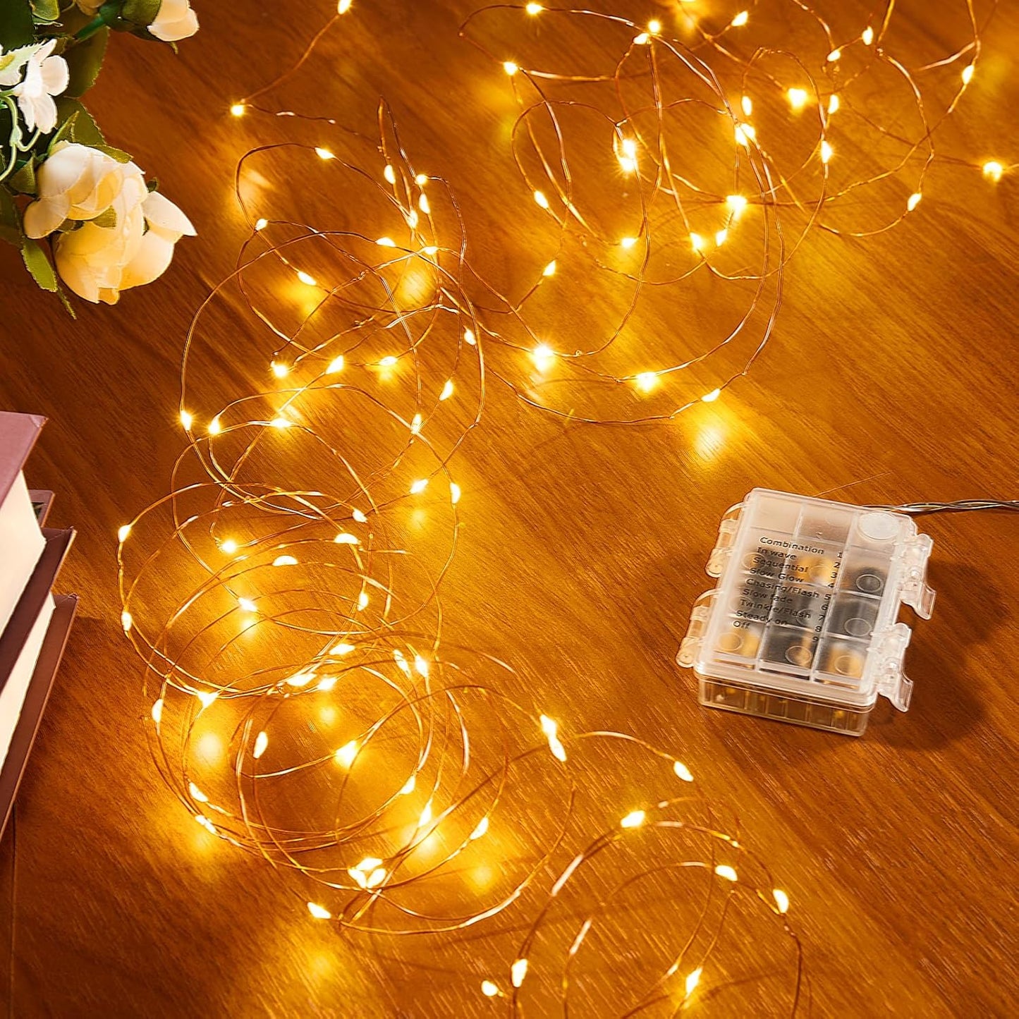 2 Pack 32.8 Ft. Battery Operated Outdoor String Lights with Remote & Timer, LED Warm White Fairy Lights, Waterproof Twinkle Lights for Bedroom, Dorm, Mason Jar, Wedding, Party, Christmas