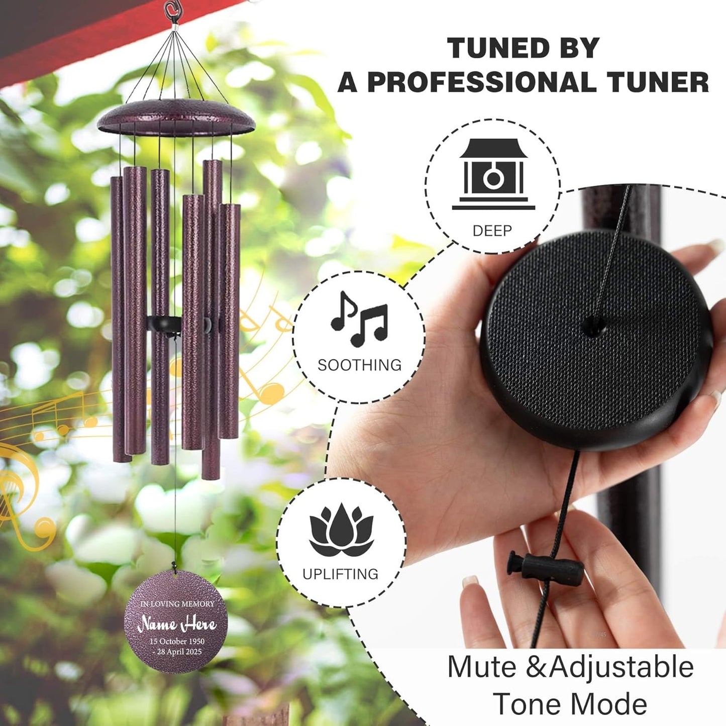 Cardinal Sympathy Wind Chimes Personalized, Windchimes in Memory of a Loved One/Mother, Sympathy Gifts Wind Chimes for Funeral Bereavement Condolences, Memorial Wind Chime