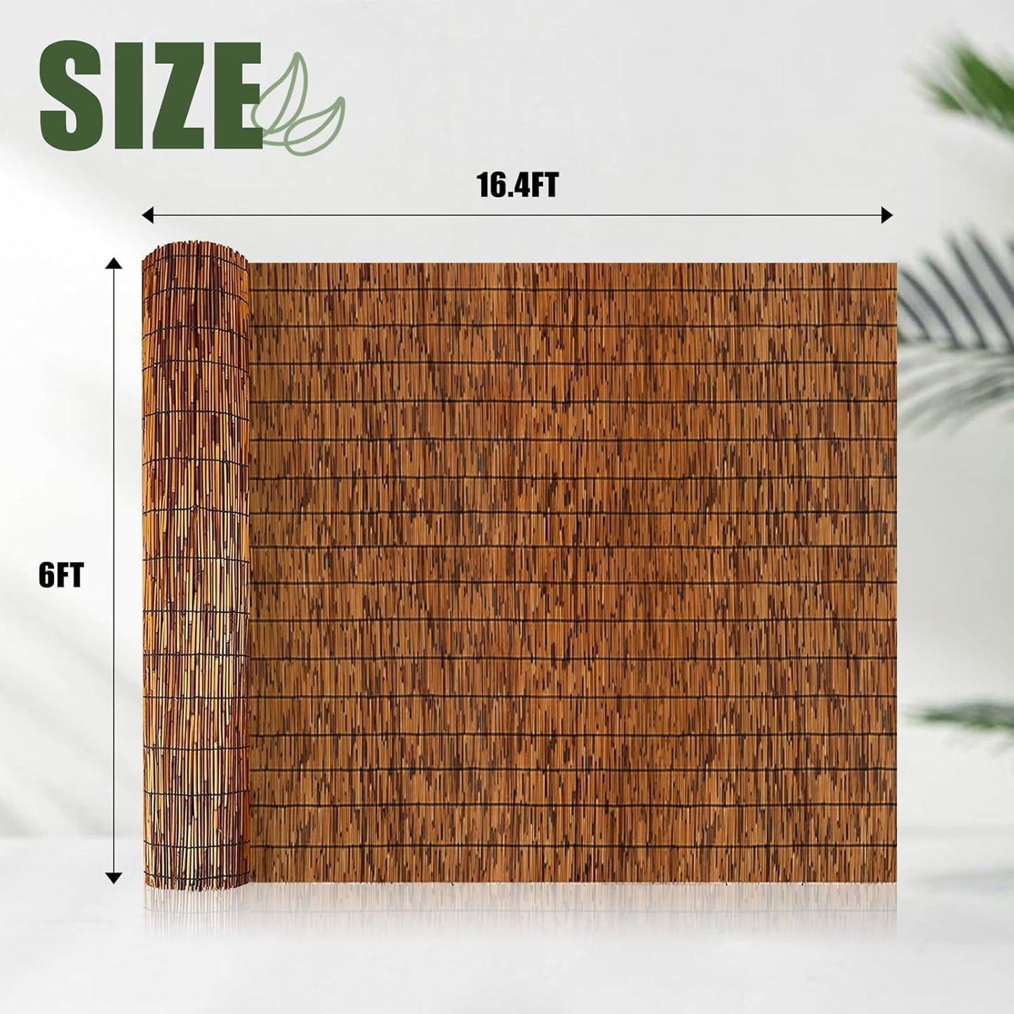 2 Pack Natural Reed Fence,6FT X 16.4FT Bamboo Fencing Privacy Reed Screening for Outdoor, Gallery, Restaurant, Hotel, Patio (Brown)