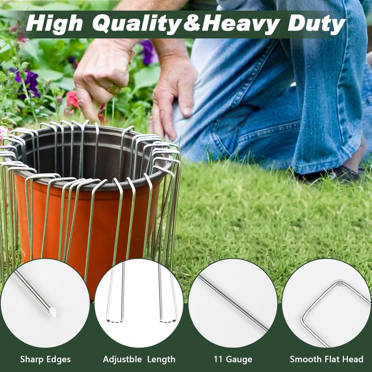 FEED GARDEN 6 Inch 500 Pack Galvanized Landscape Staples Plant Cover Pins 11 Gauge Tent Stakes Garden Stakes Landscaping Fabric SOD Pins Yard Spikes for Decoration Weed Barrier Fabric