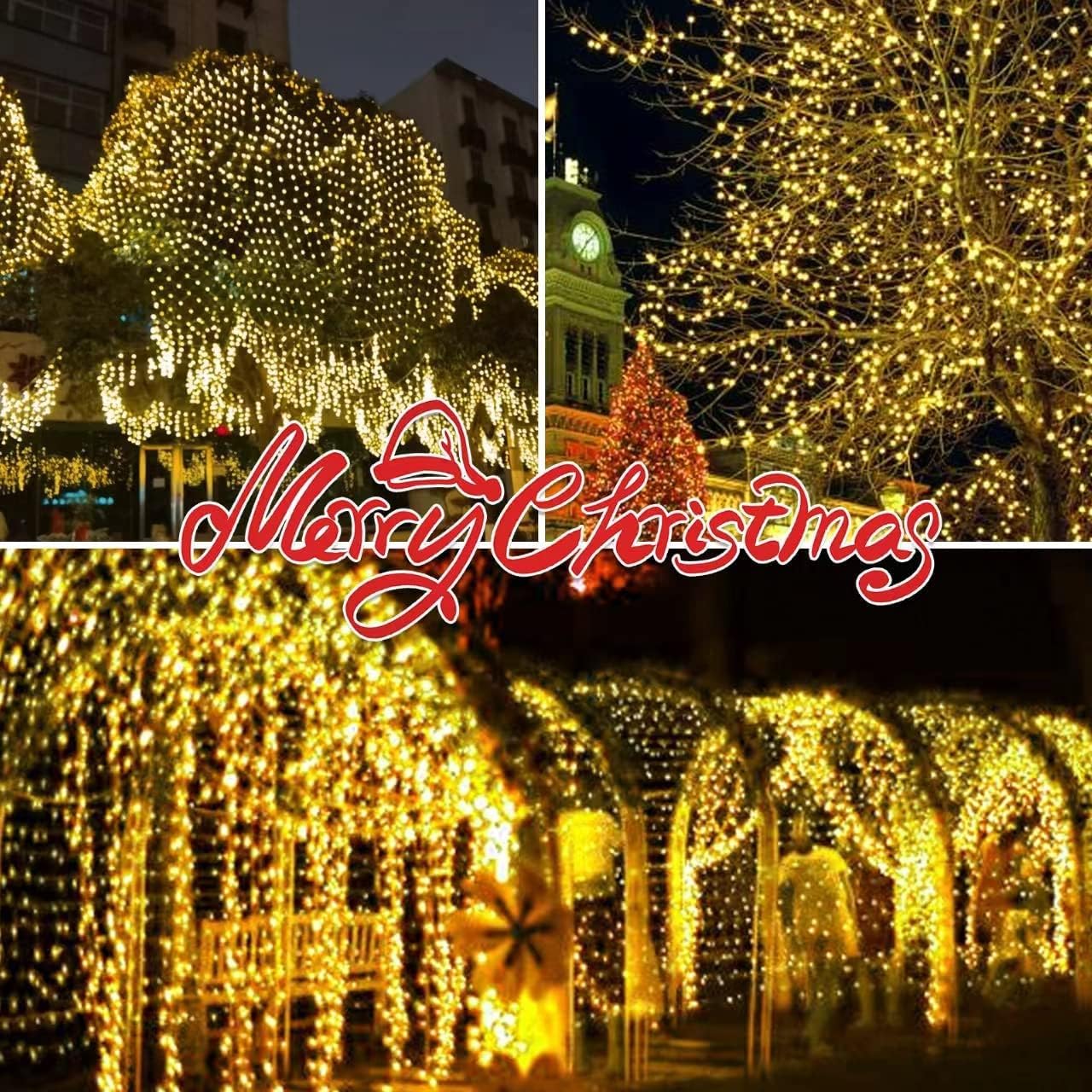 300LIGHTS(2*150L) YELLOW Extra-Bright With End Connectors Christmas Decorative Light 19.44m UL Certified Mini String Light Set Waterproof for Home Garden Holiday Tree Party Patio Decor Wedding