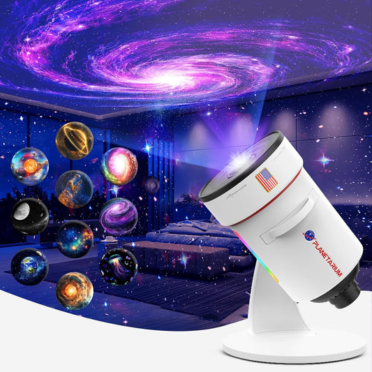 [2025 Upgraded] Galaxy Projector, HD Brighter Wider Projection Planetarium Star Projector with 7-Color Night Light Realistic Starry Sky Space Solar System Moon Nebula for Bedroom Ceiling Room Decor