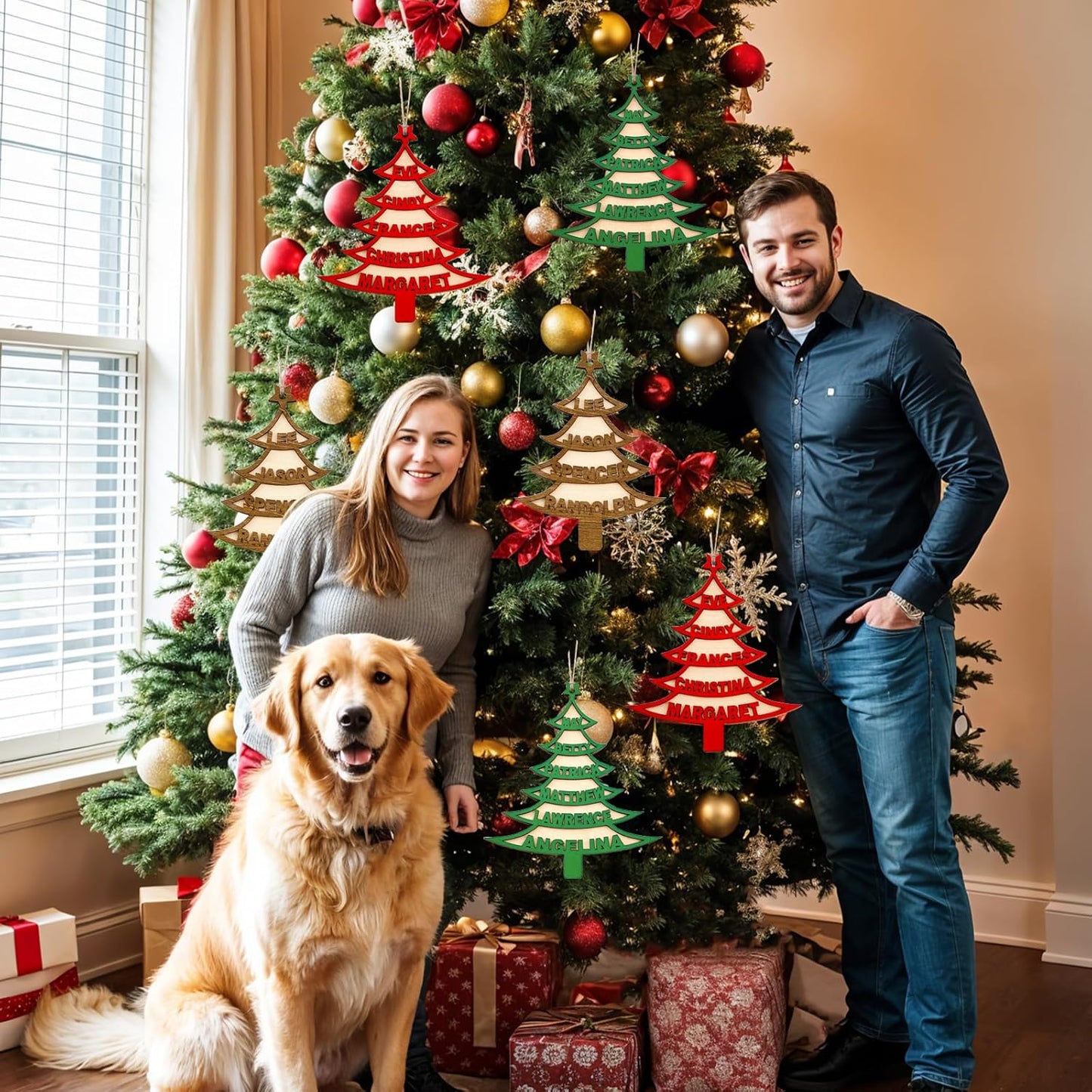 Personalized Christmas Ornaments 2025 with Family Names 1-6 Names Custom Ornaments for Christmas Tree Personalized Christmas Ornament Gifts