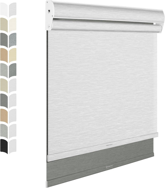 BERISSA Cordless Dual Roller Shades with Cassette Valance,Double Window Shades Blackout and Light Filtering Shades,Day and Night Roller Shades for Home Office Door.Grey and White.40 W x 36" H
