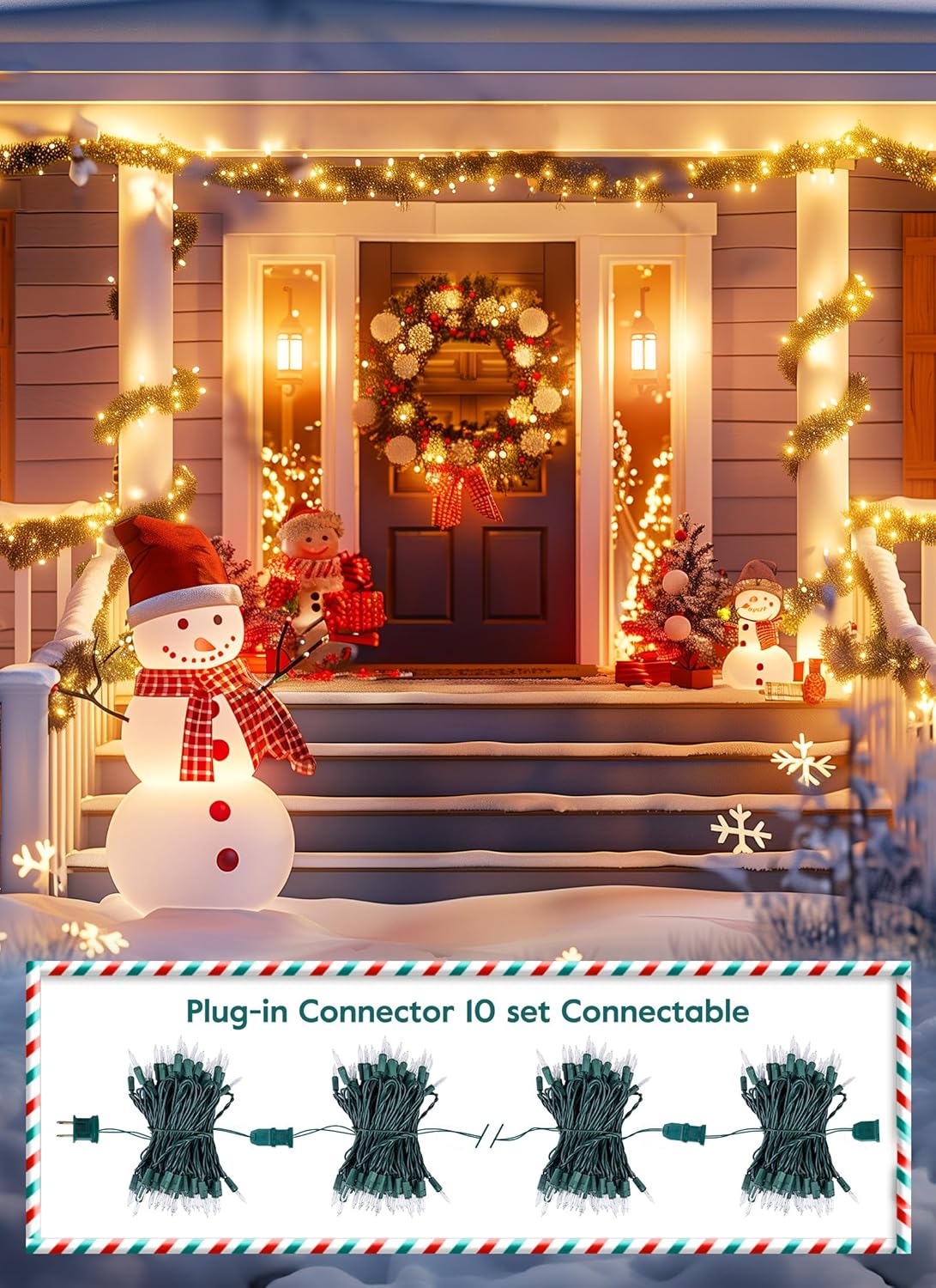 4 Pack Each 50 Count 13 Feet Clear Christmas Mini Lights, Green Wire Incandescent Bulb Mini String Lights for Indoor Holiday Xmas Tree Garland Birthday Wedding Party Festival Decoration