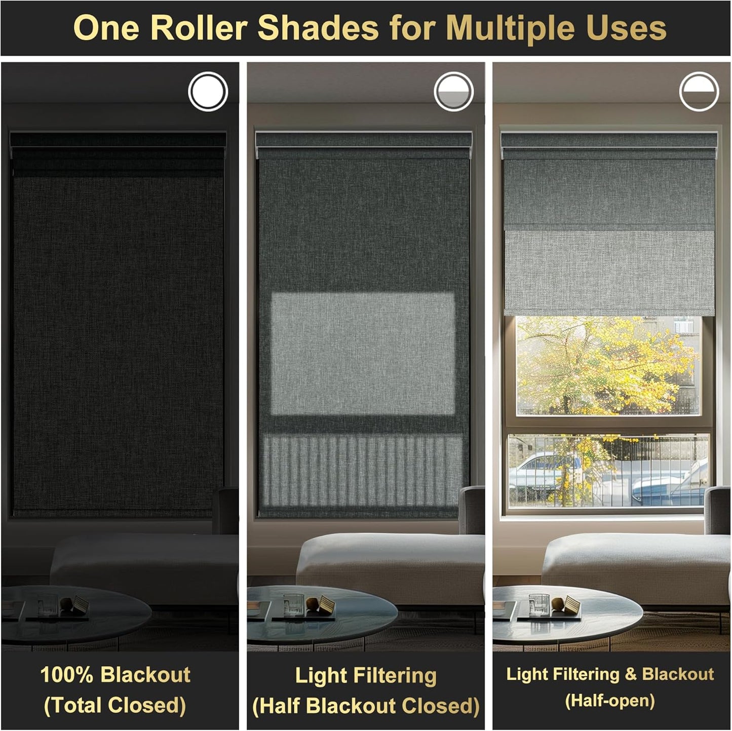BERISSA Cordless Dual Roller Shades with Cassette Valance, Double Window Shades Blackout and Light Filtering, Day and Night Shades for Home, Office, or Door. Linen Grey. 60 W x 80" H