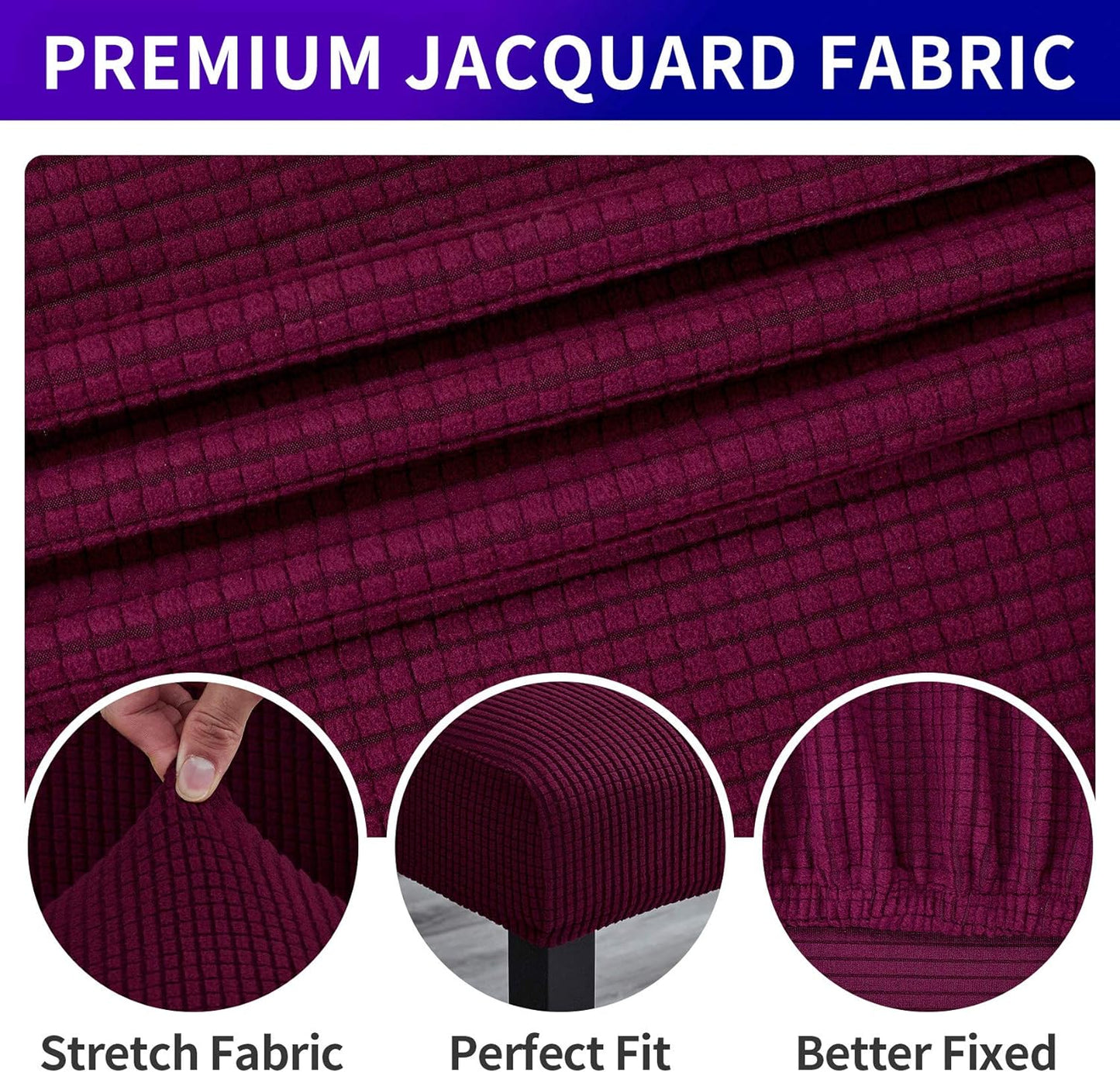 Howhic Stretch Chair Covers for Dining Room Set of 4, Removable Washable Dining Room Chair Covers, Dining Chair Slipcovers Seat Protector, Great for Home and Banquet Decor (Burgundy, 4 Pack)