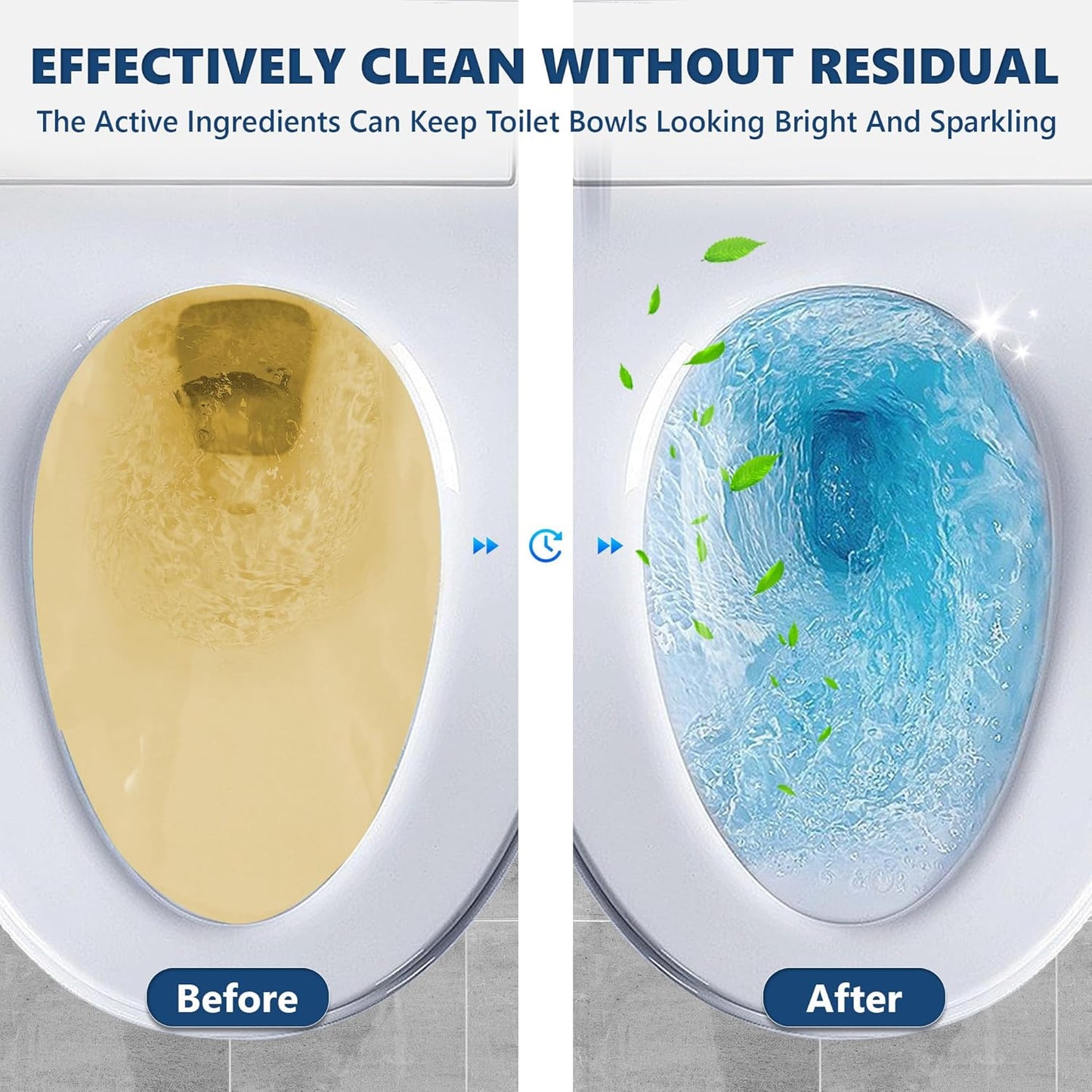 Toilet Bowl Cleaner Bottle, Automatic Toilet Bowl Cleaner Tablets in Bottle, Easy to Use, Long-Lasting Effect Toilet Cleaners Drop in Tank, Blue, 4 Bottles