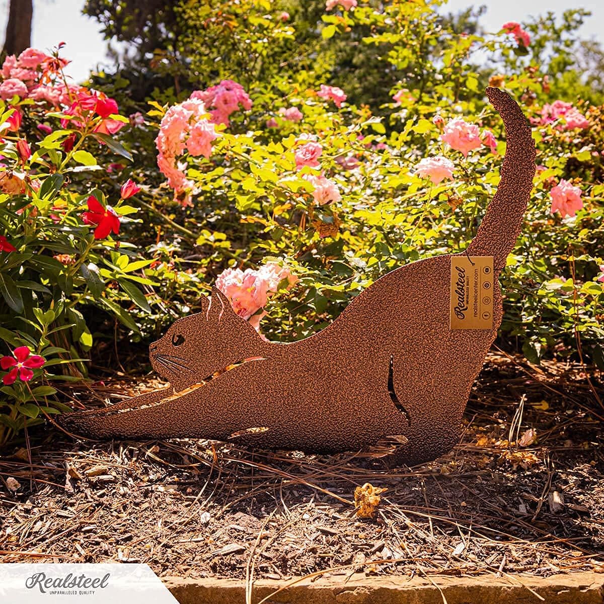 RealSteel I 3 Pack Steel Cat Garden Decor I Outdoor Yard Decorations I Gift for Cat Lovers I Lawn Ornaments and Statues I Garden Signs Decorative Outdoor - Penny Vein