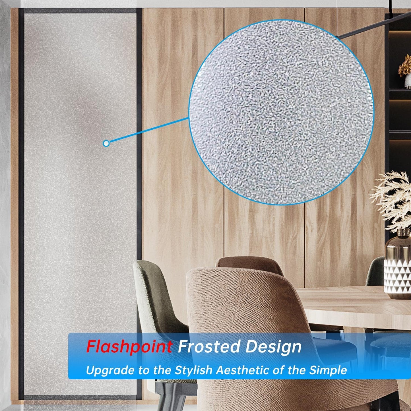 Frosted Glass Window Privacy Film Decorative, Bathroom Privacy Film for Glass Windows Cover, Static Cling, Removable, Reusable, Anti-UV, Anti-Glare, Heat Blocking,(Flash Point Pure, 45.2×157.4Inch)