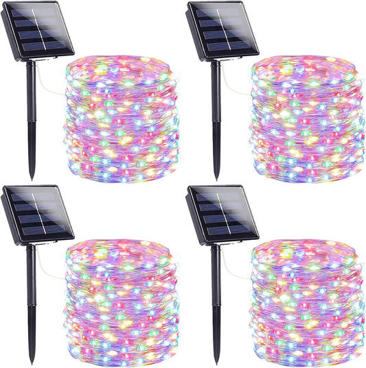 Extra-Long Solar String Lights Outdoor, 4-Pack 400 LED Solar Fairy Lights for Outside Waterproof, Copper Wire 8 Modes Twinkle Fairy Light for Tree Garden Party Xmas Wedding Decor(Multicolor)