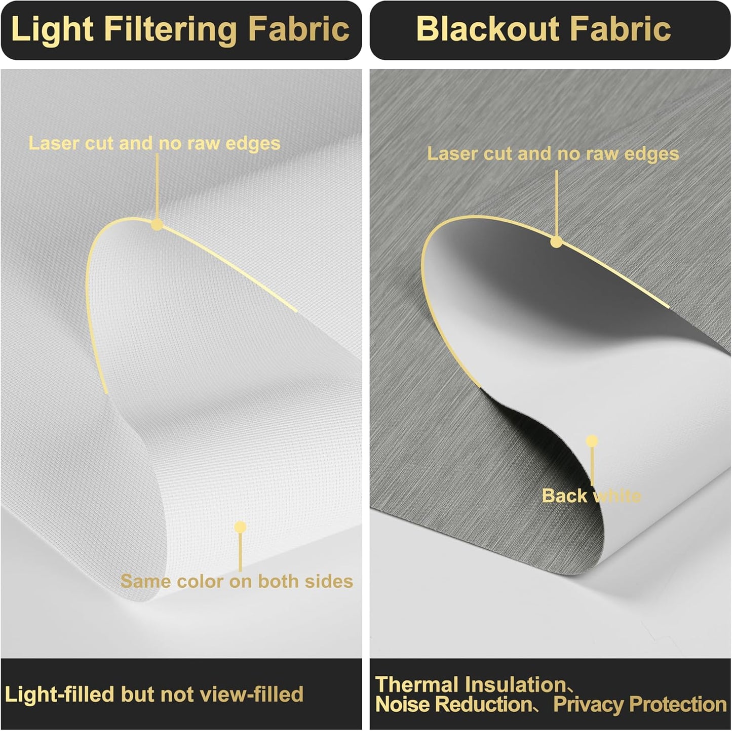 Berissa Cordless Dual Roller Shades With Cassette Valance, Blackout and 5% Light Filtering, Day and Night Shades for Home Office. Striped Jacquard Grey & White. Custom Sizes