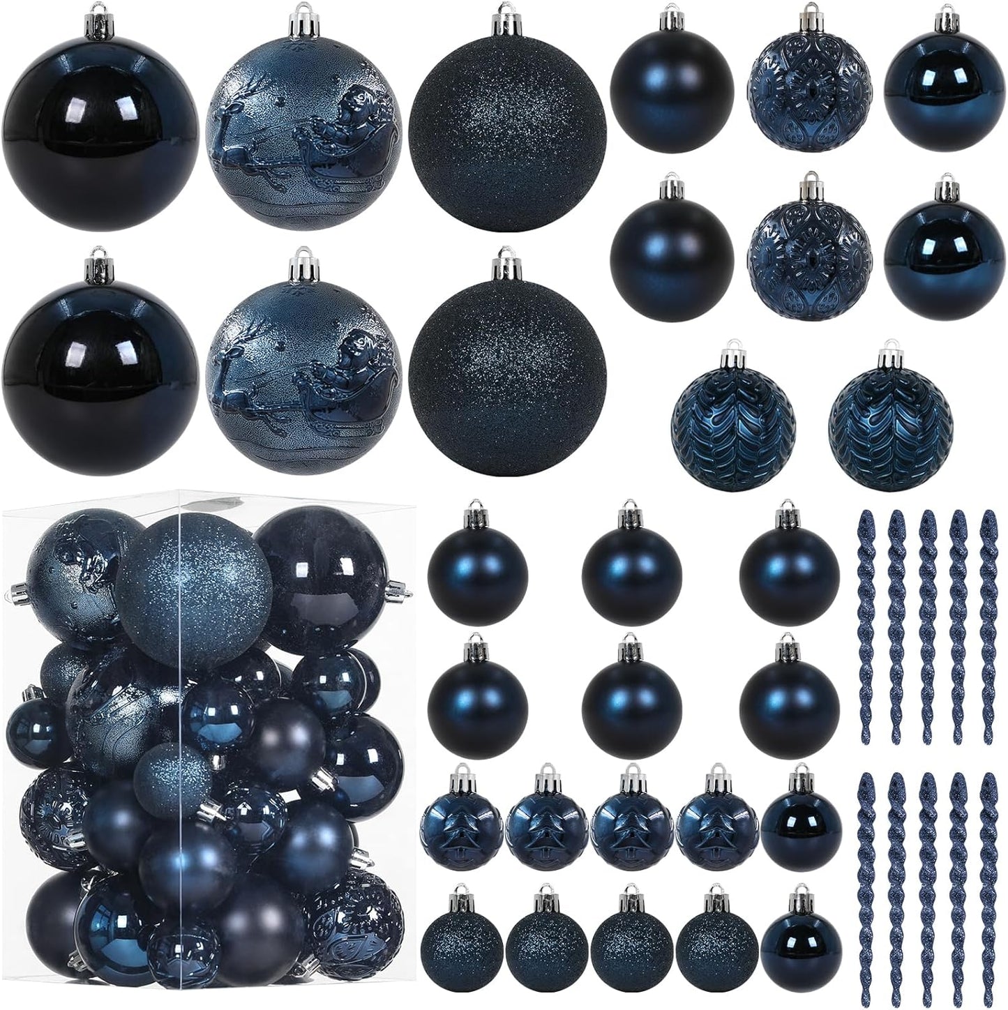 Christmas Ball Ornaments for Christmas Decorations - 41 Pieces Xmas Tree Blue Shatterproof Ball Ornaments with Hanging Loop for Holiday and Party Decoration