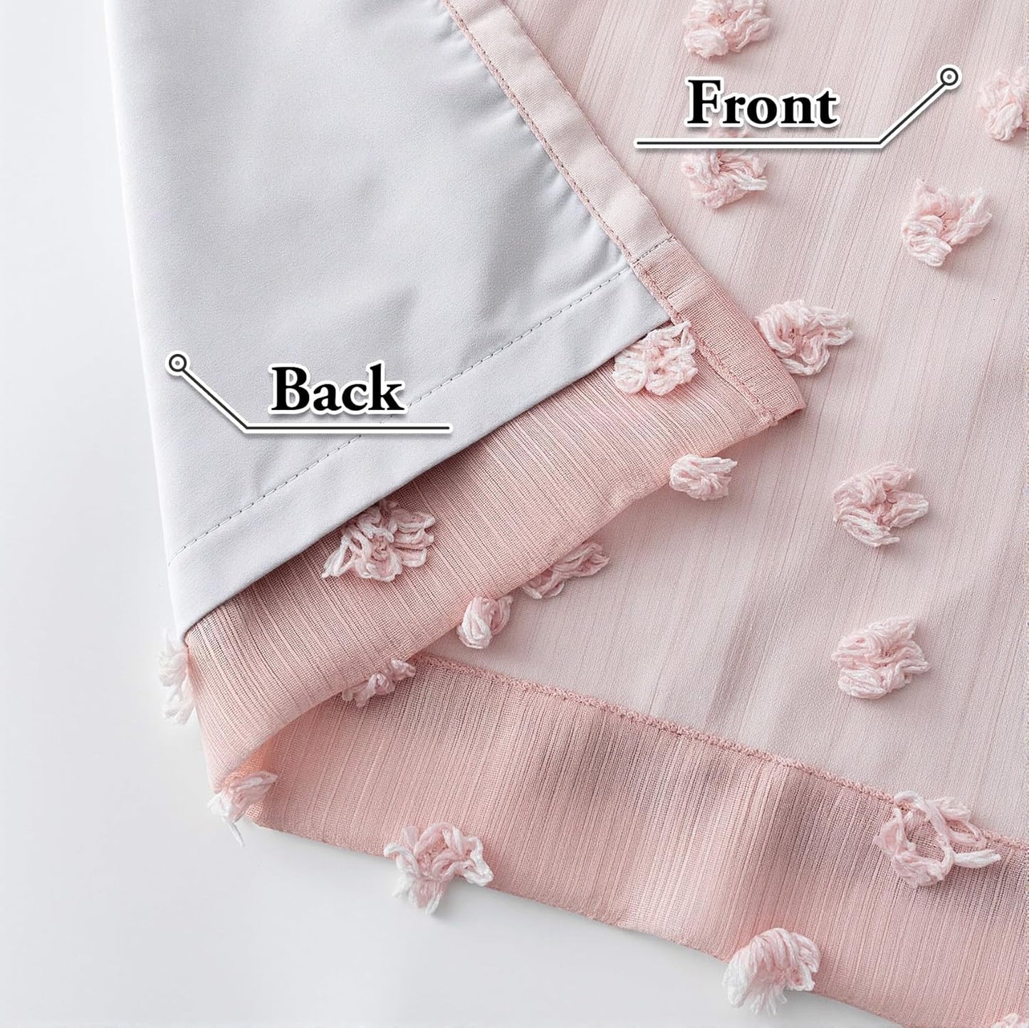 MYSKY HOME 100% Blackout Curtains for Girls Bedroom 95 Inch Long Total Room Darkening Curtain for Living Room 2 Panels Grommet Light Blocking Sliding Door Drapes Blush Pink Pom Pom Sheer 52 x 95 Inch