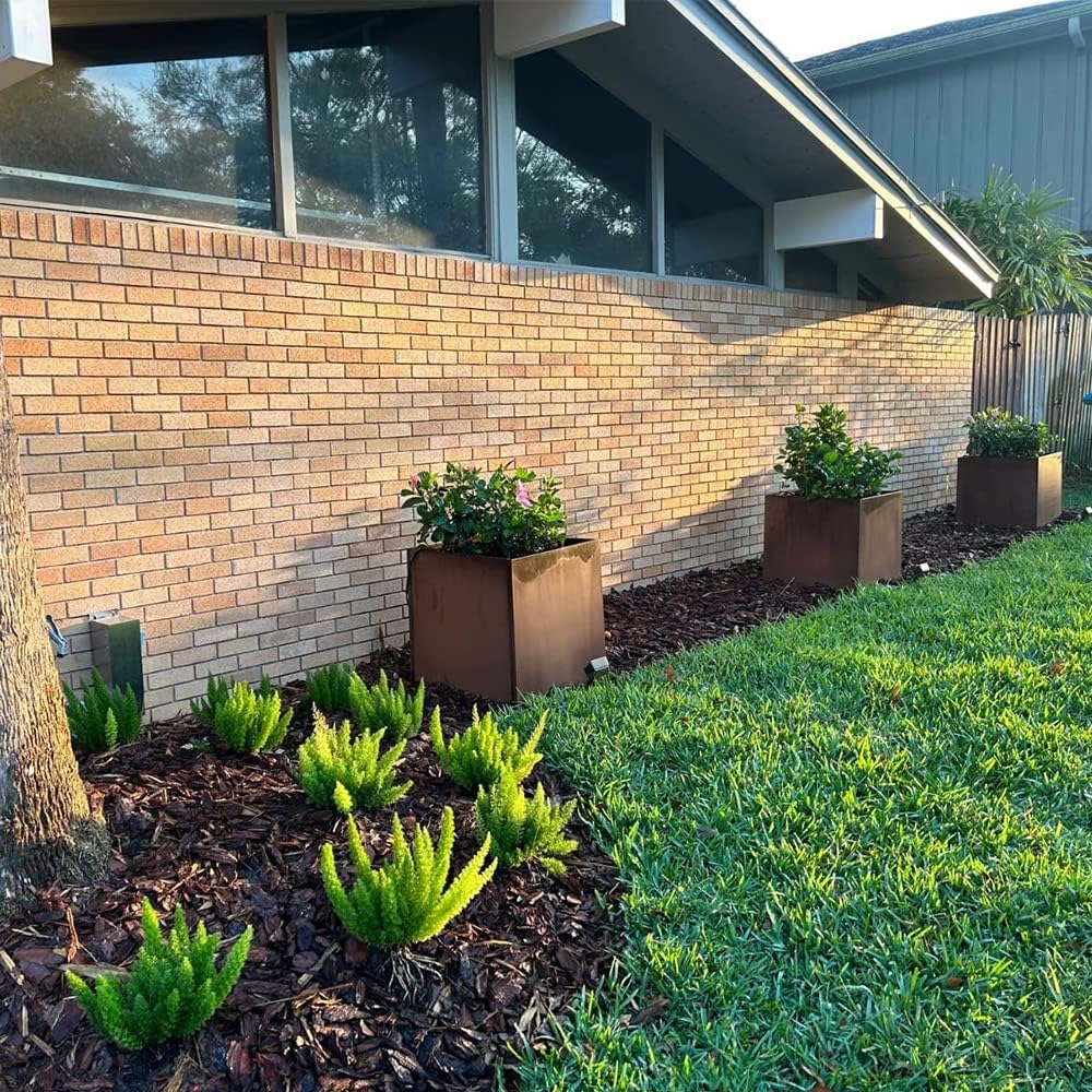 Corten Steel Planter Box Metal Planters Square Outdoor Steel Planter Cube Rustic Flower Pot 16 Inch Integral Durable Antique for Commercial Residential Garden Patio Deck and Backyard