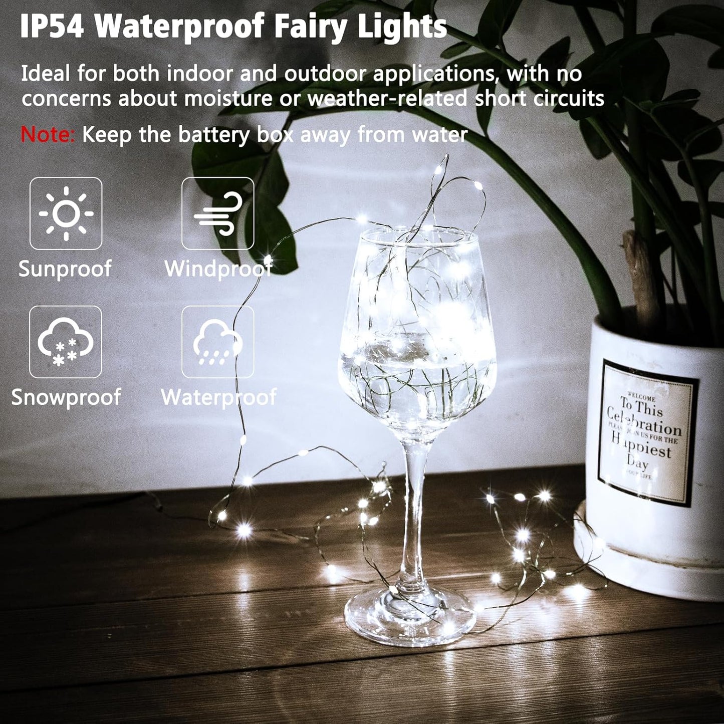 4 Pack Christmas Fairy Lights Battery Operated, 16.4FT 50 LED Dark Green Wire Twinkle Lights with Auto Timer Waterproof, Outdoor String Lights for Indoor Outdoor Bedroom Yard Decor (Cool White)