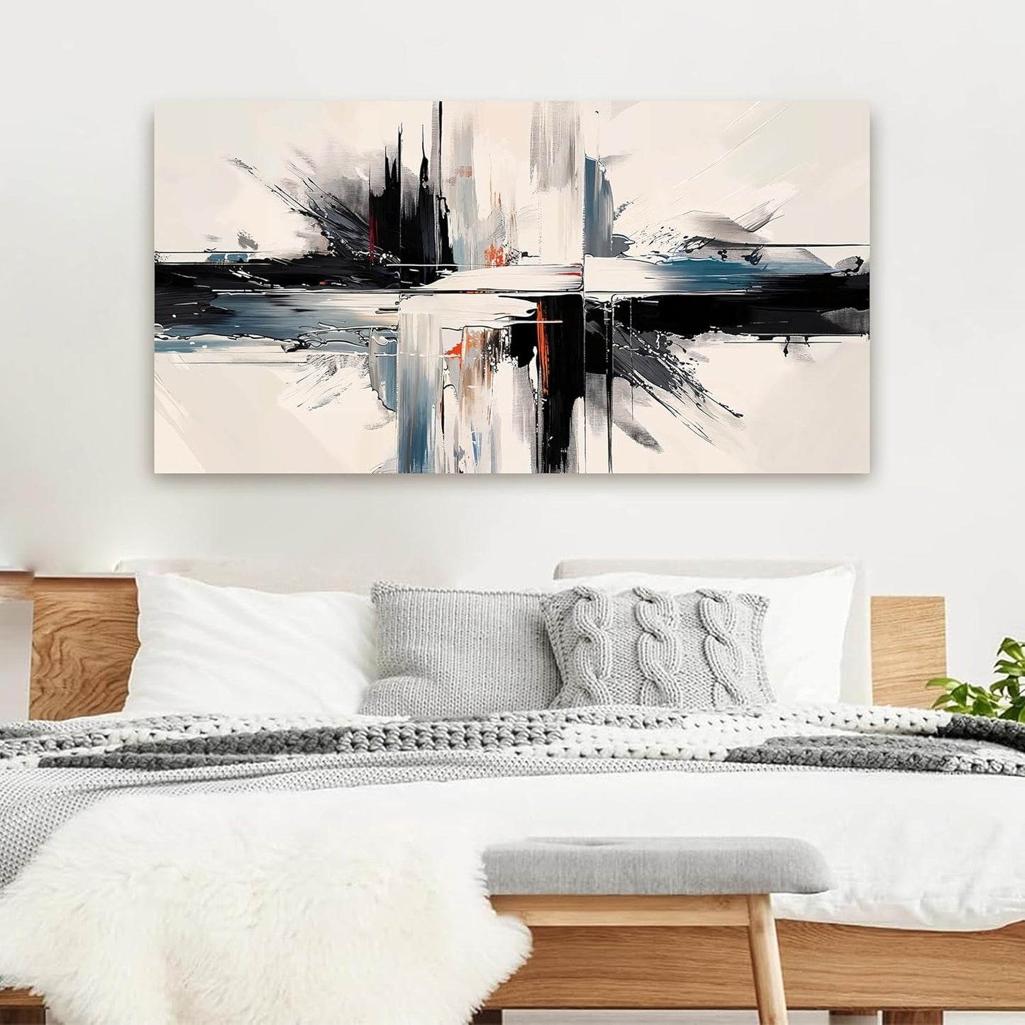 Abstract Wall Art Decorations Modern Large Wall Art for Living Room Abstract Canvas Art Wall Decor Minimalist Black and White Wall Art Prints Artwork for Walls Bedroom Office Home Decor 24" X 48"