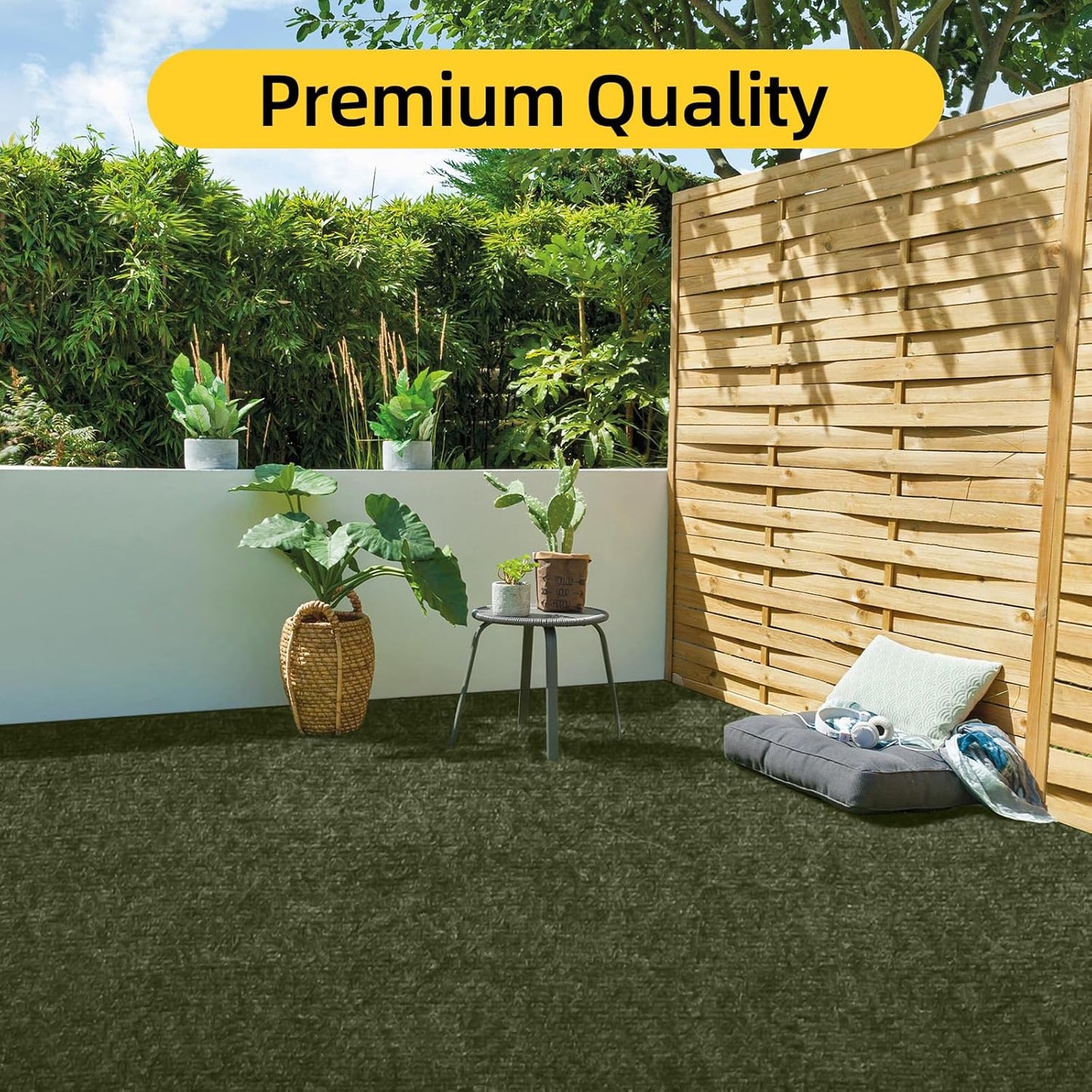 Marine Carpet,5 FT x 15 FT Olive Green Indoor Outdoor Carpet 0.2" Thick with Water-Proof TPE Backing, Non-Slide for Home, Patio, Porch, Deck