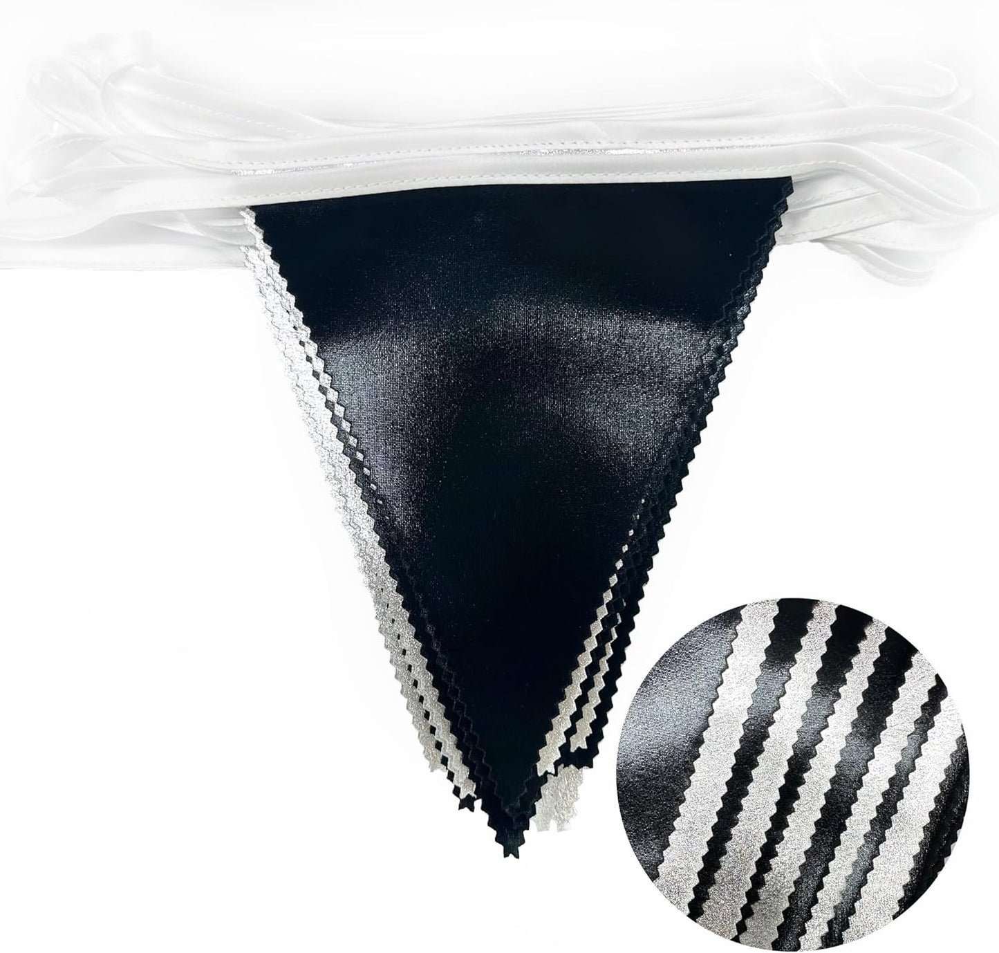 Black and Silver Party Decorations Triangle Pennant Banner Flag Metallic Fabric Bunting Garland for Birthday Graduation Retirement Wedding Bachelorette Bridal Shower Engagement Disco Party Supplies