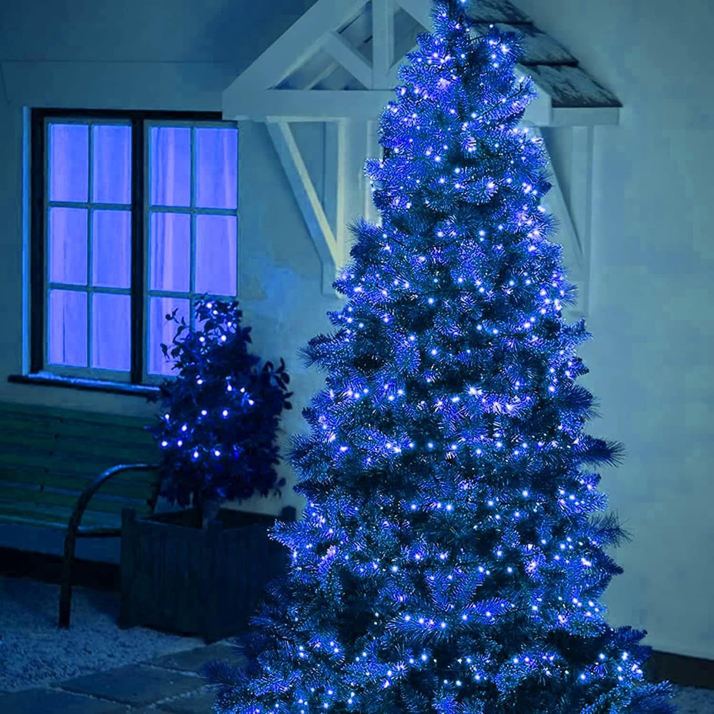 Dazzle Bright Christmas String Lights, Connectable Waterproof String Lights Green Wire with 8 Modes, Christmas Decorations for Indoor Yard Garden (Blue, 300 LED)