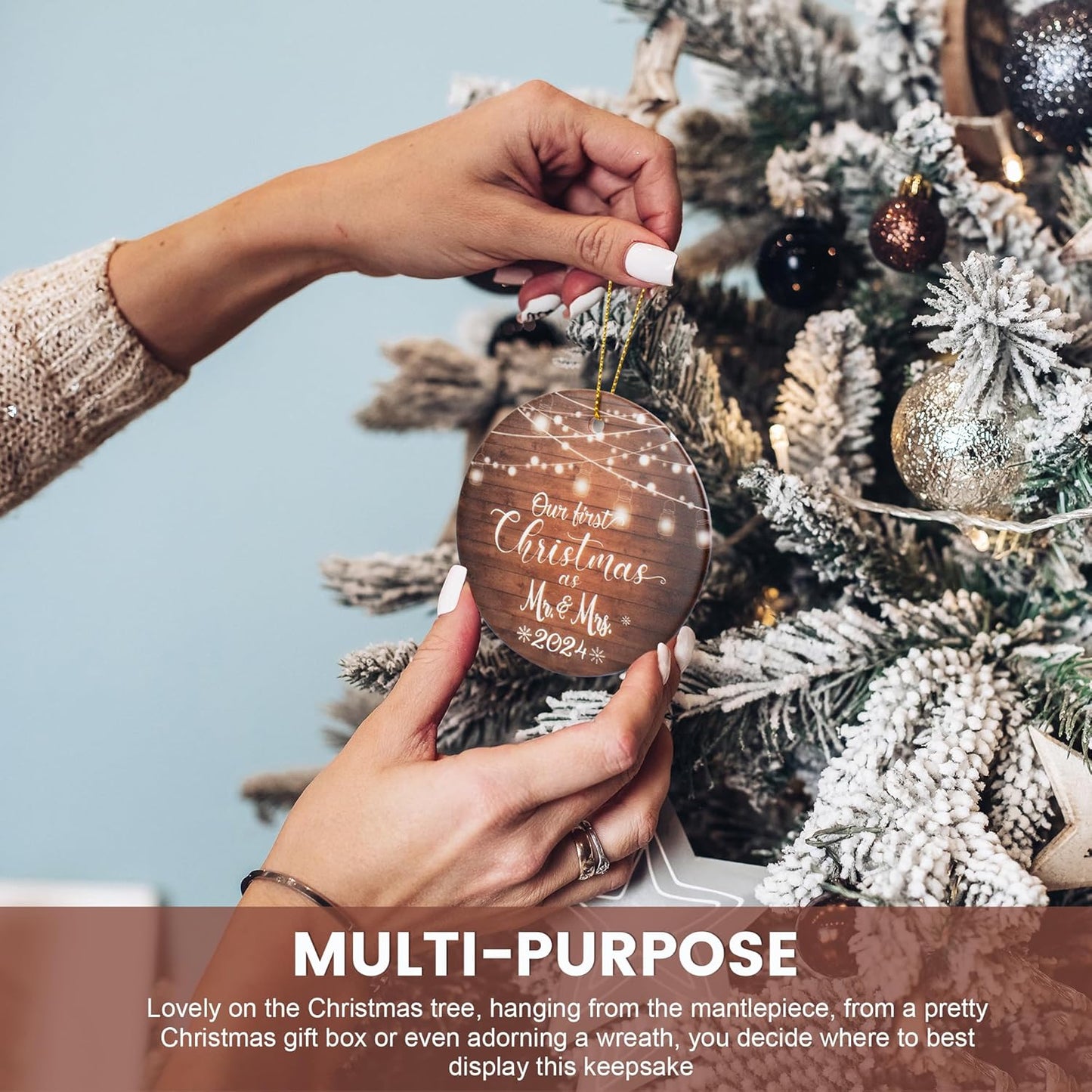 First Christmas Married Ornament 2024, Mr and Mrs Gifts, Wedding Gifts for Couples Unique 2024, Bridal Shower Gift, Just Married Ornaments for Newlywed,Bride